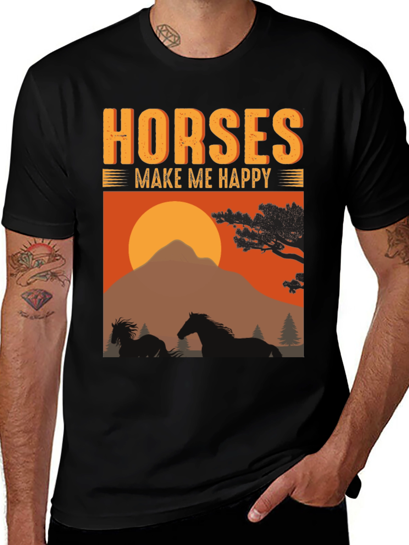 Variant 26 of Horses Make Me Happy Graphic T-Shirt
