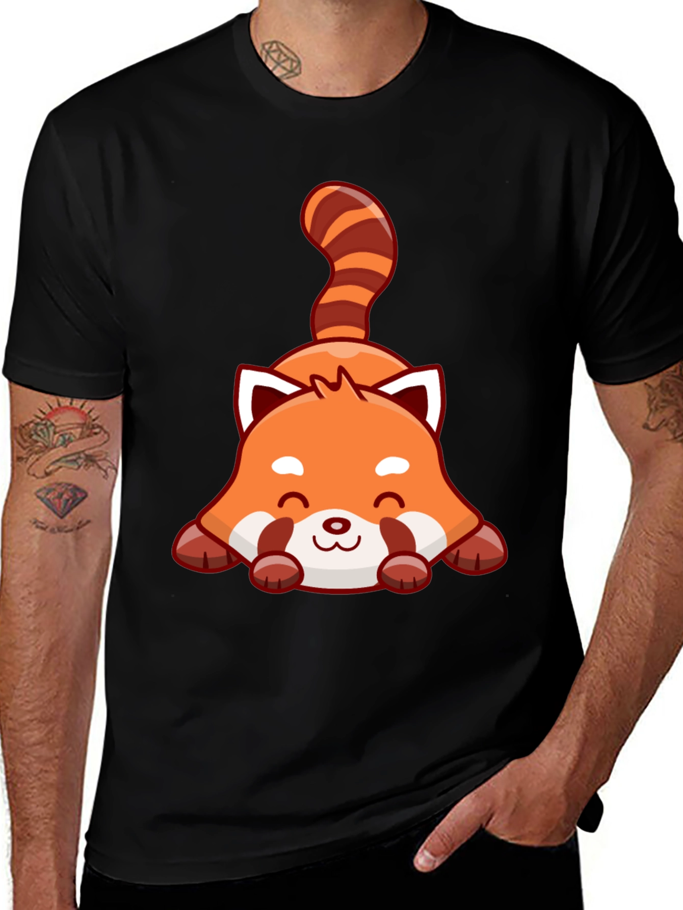 Variant 22 of Cute Red Panda Graphic Tee - Unisex Black T-Shirt