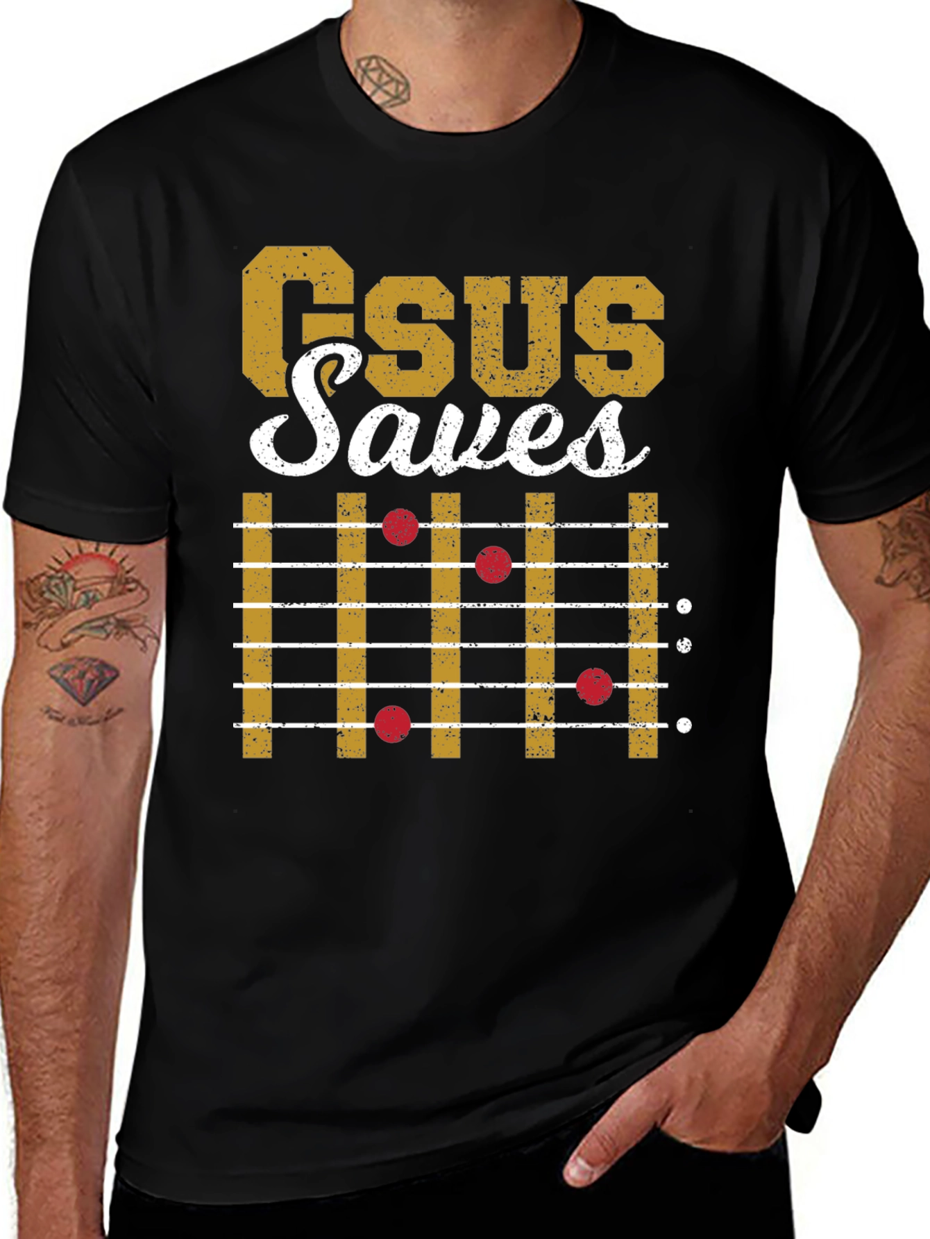 Jesus Saves Guitar Chord T-Shirt