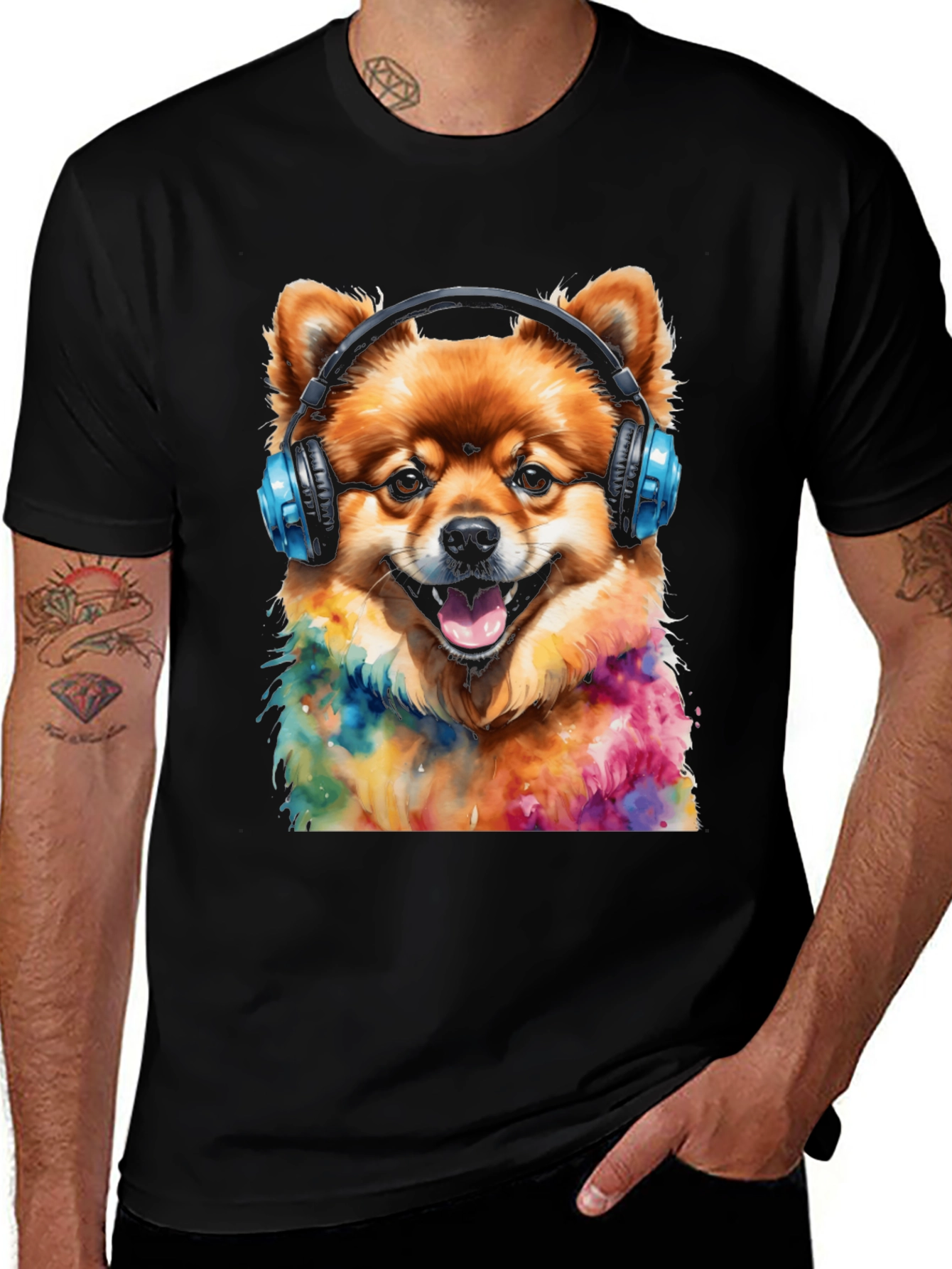 Variant 25 of Dog with Headphones Graphic T-Shirt