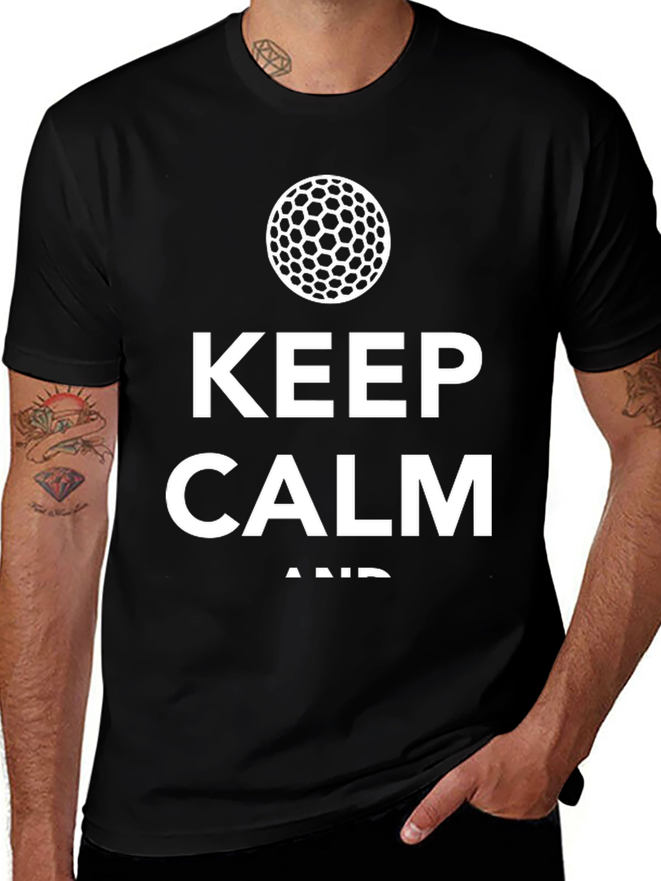 Variant 26 of Keep Calm Golf Ball T-Shirt - Black, Soft Cotton