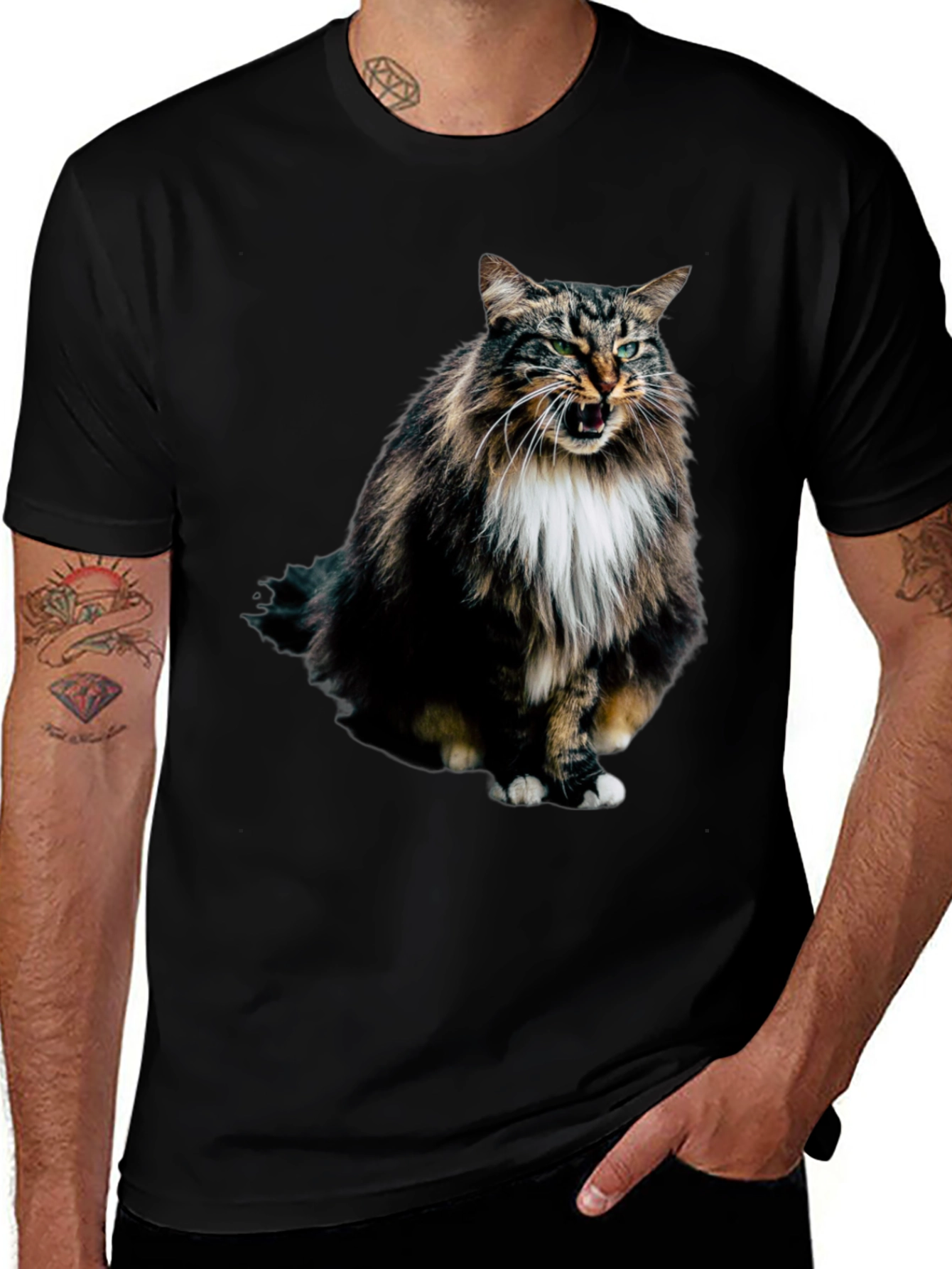 Variant 24 of Angry Cat Black T-Shirt - Unique Graphic Tee