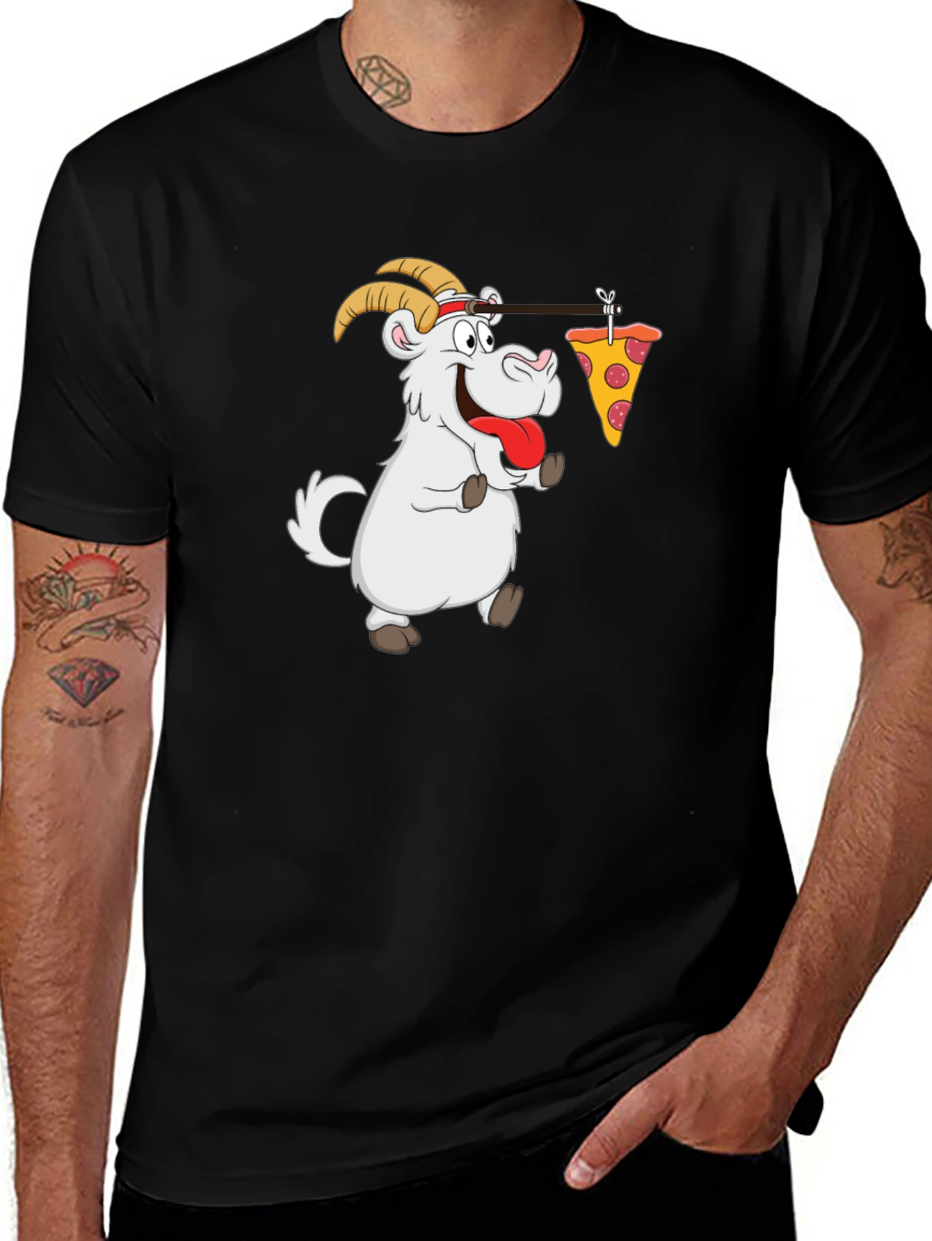 Variant 5 of Goat Pizza T-Shirt - Funny Graphic Tee