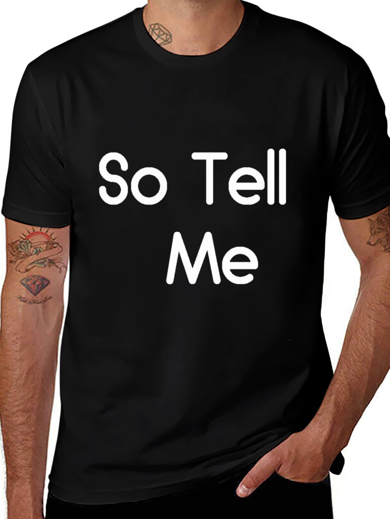 Variant 21 of So Tell Me Graphic T-Shirt - Black Crew Neck Tee