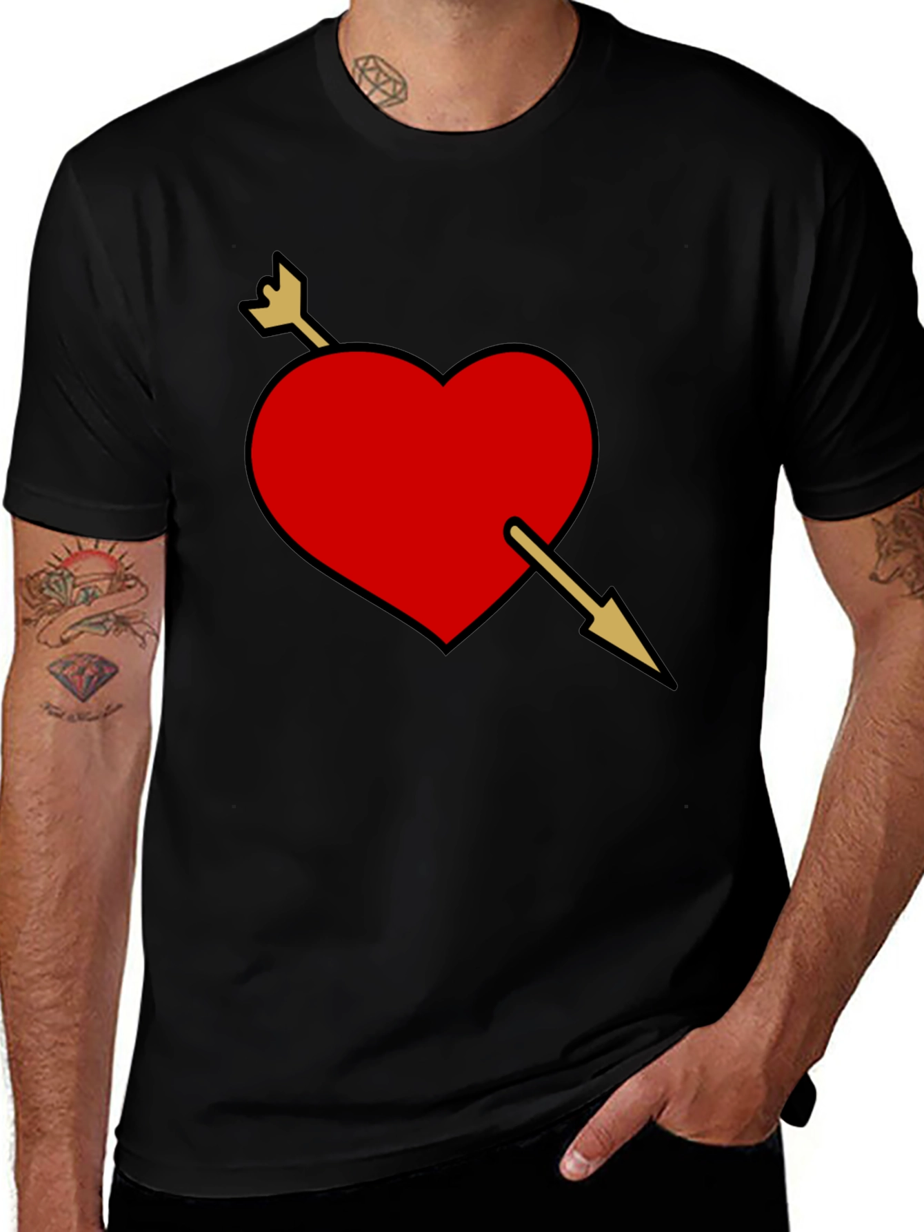 Black Heart Arrow Graphic Black Tee main image