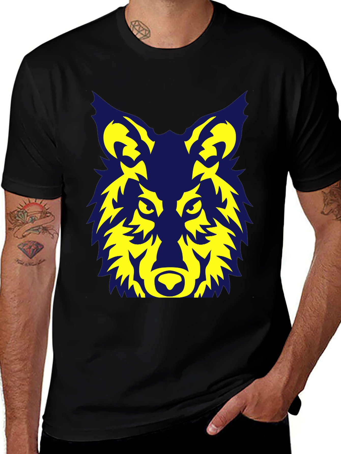Variant 15 of Bold Wolf Graphic Tee - Black