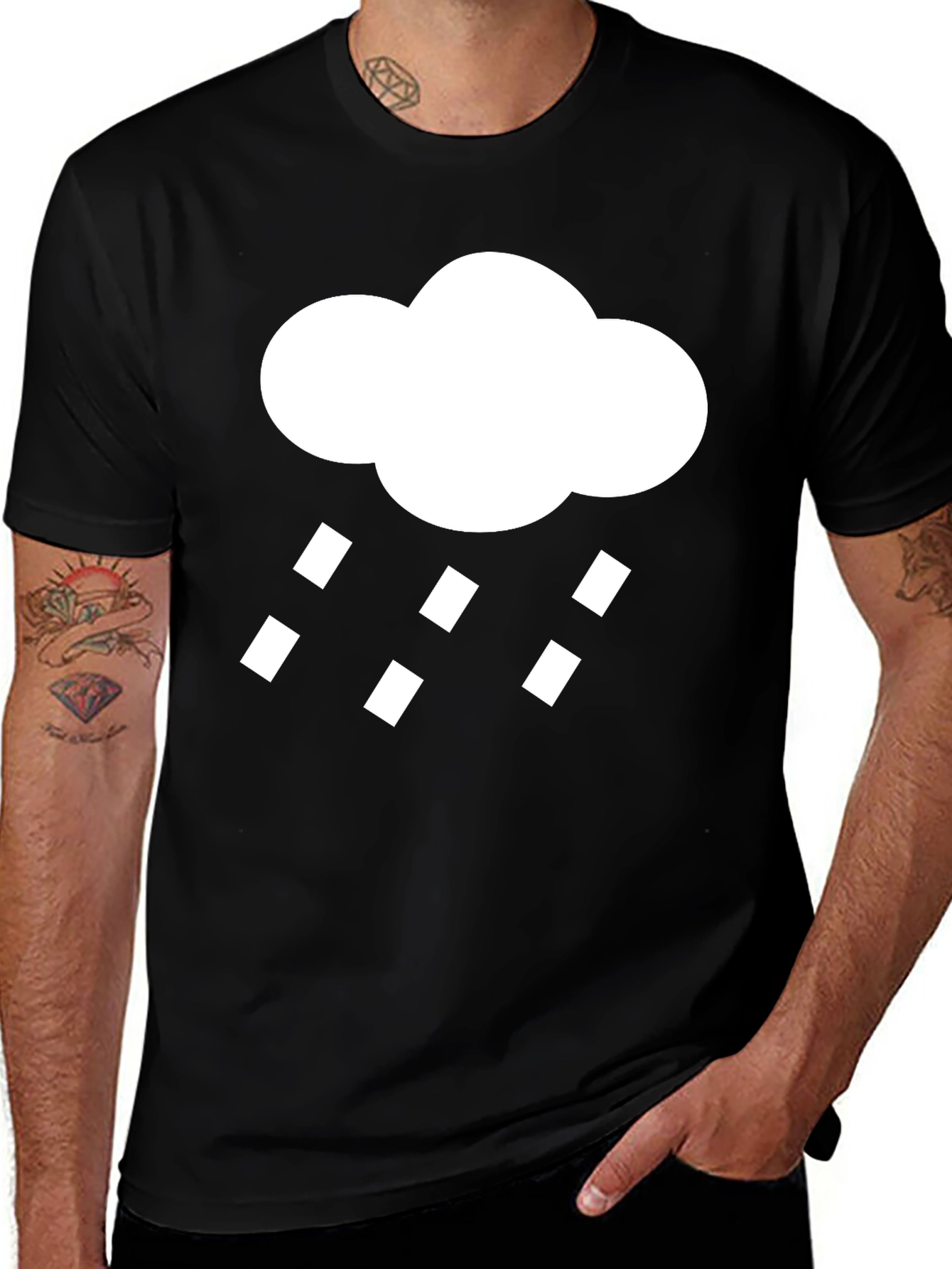 Variant 28 of Rain Cloud Graphic Tee - Black Cotton T-Shirt