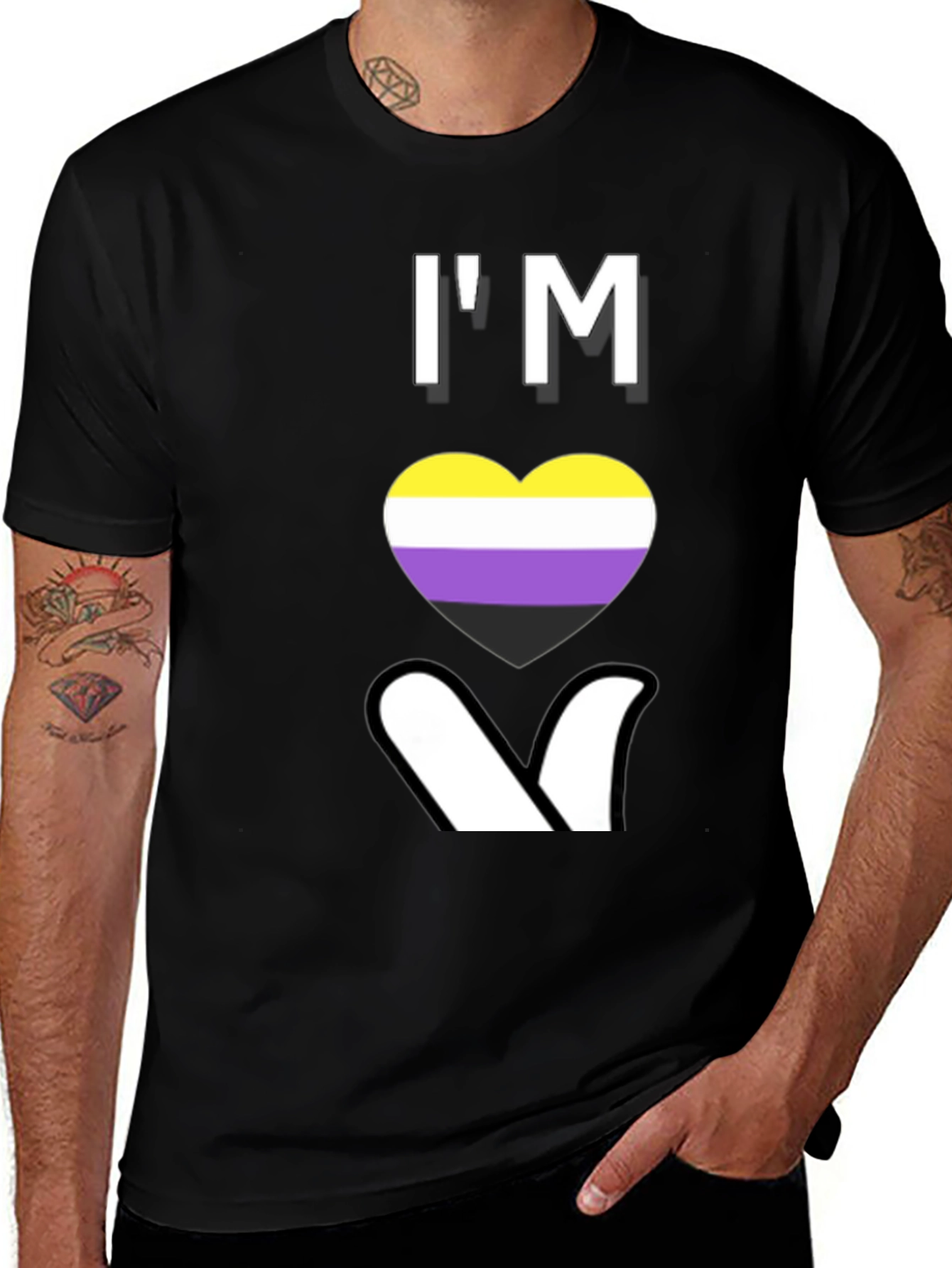 Variant 30 of Nonbinary Pride Heart Graphic T-Shirt