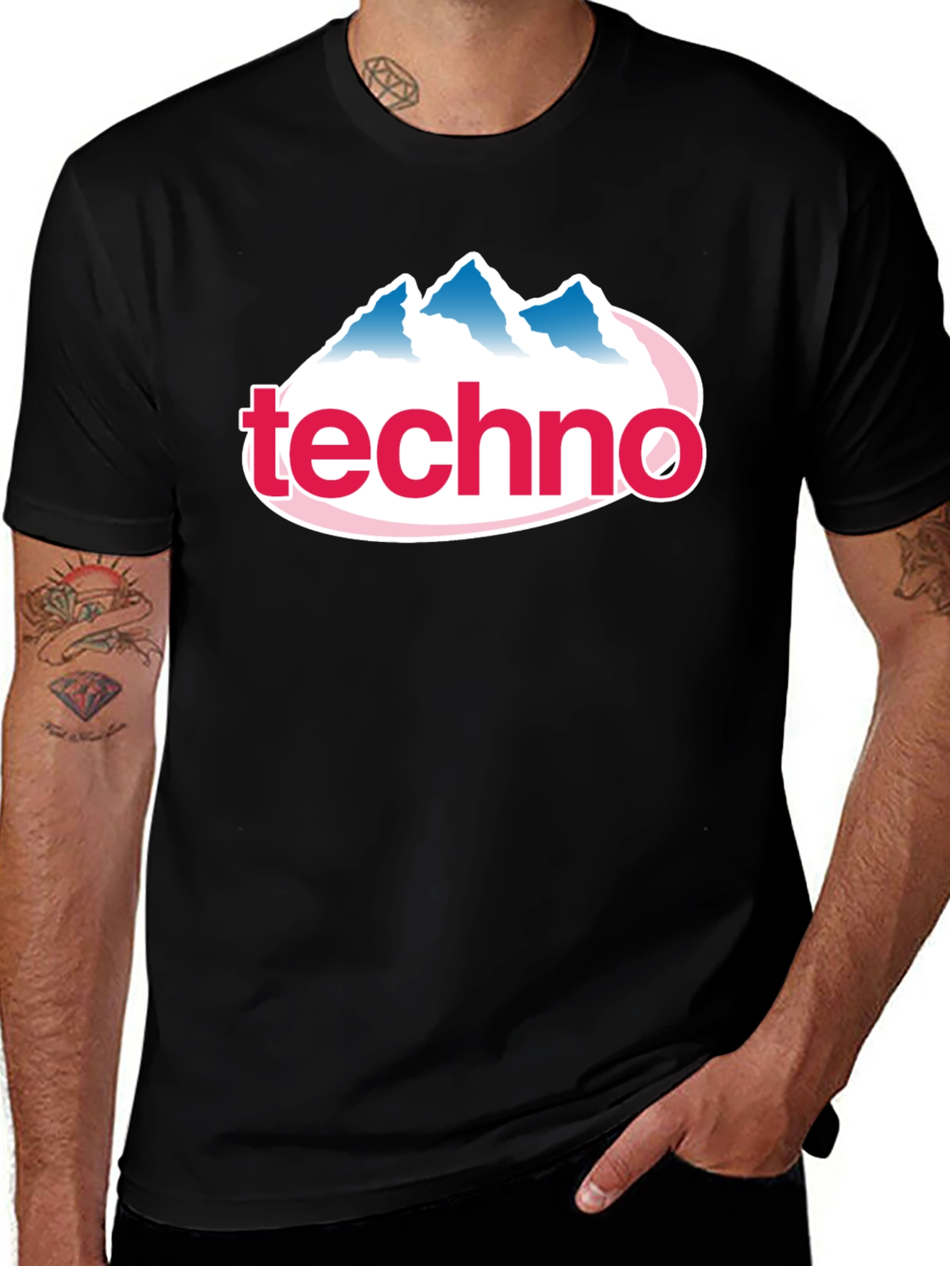 Variant 18 of Techno Mountain Graphic Tee - Black