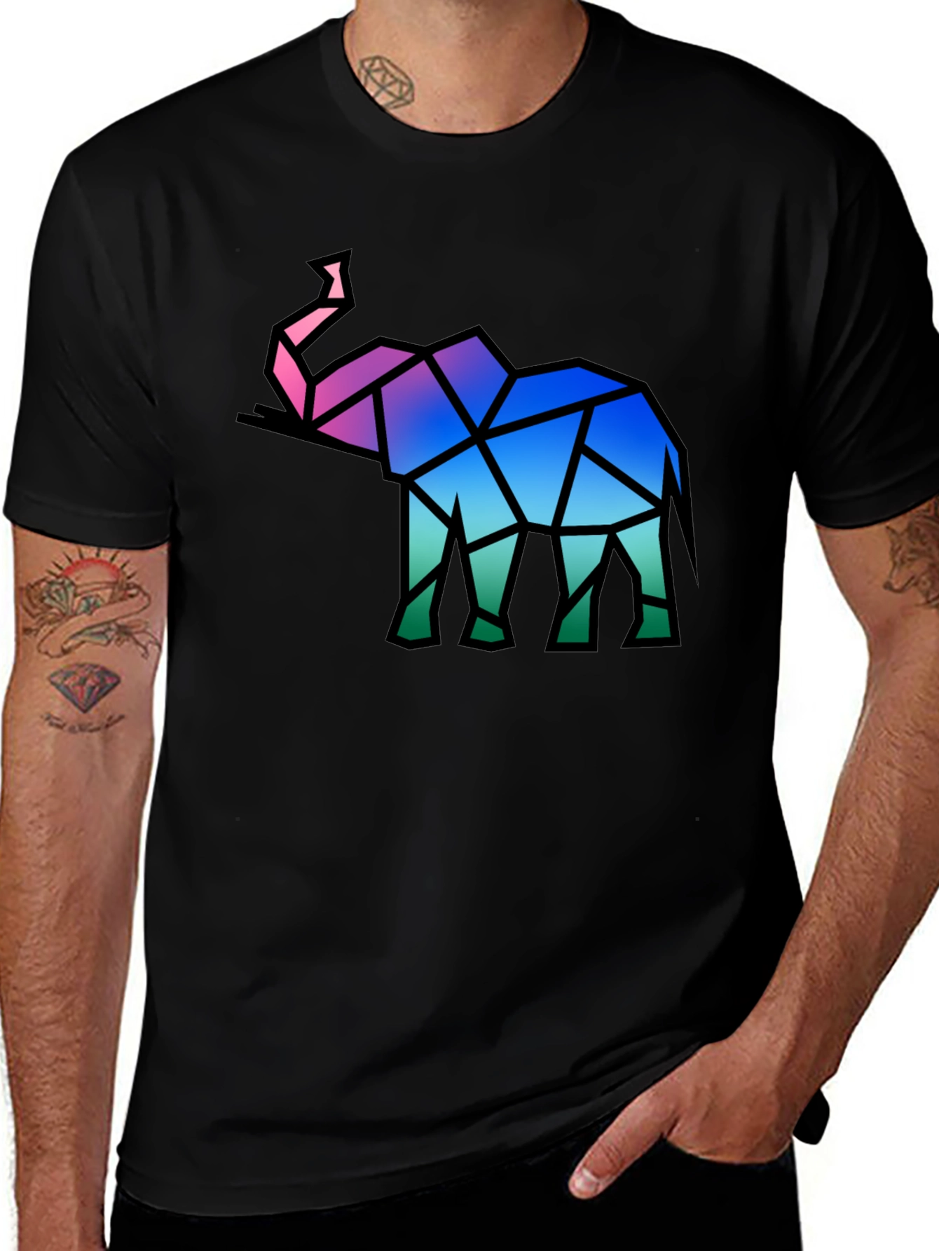 Variant 18 of Geometric Elephant Graphic Tee - Modern Art Style Shirt