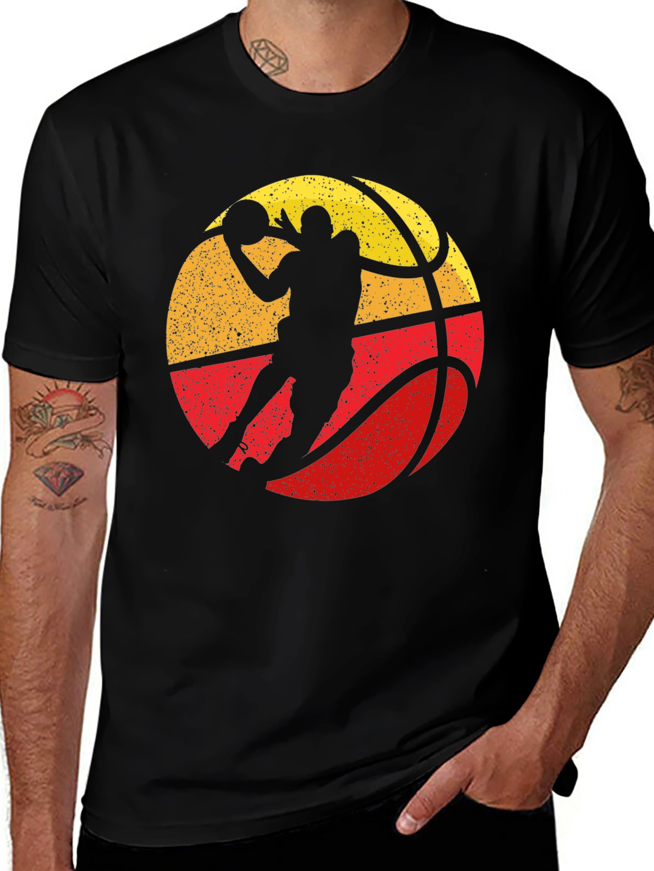 Variant 21 of Retro Basketball Player Graphic Tee - Black