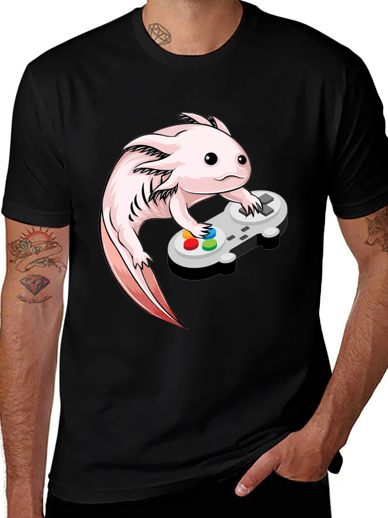 Variant 10 of Gamer Axolotl Black T-Shirt