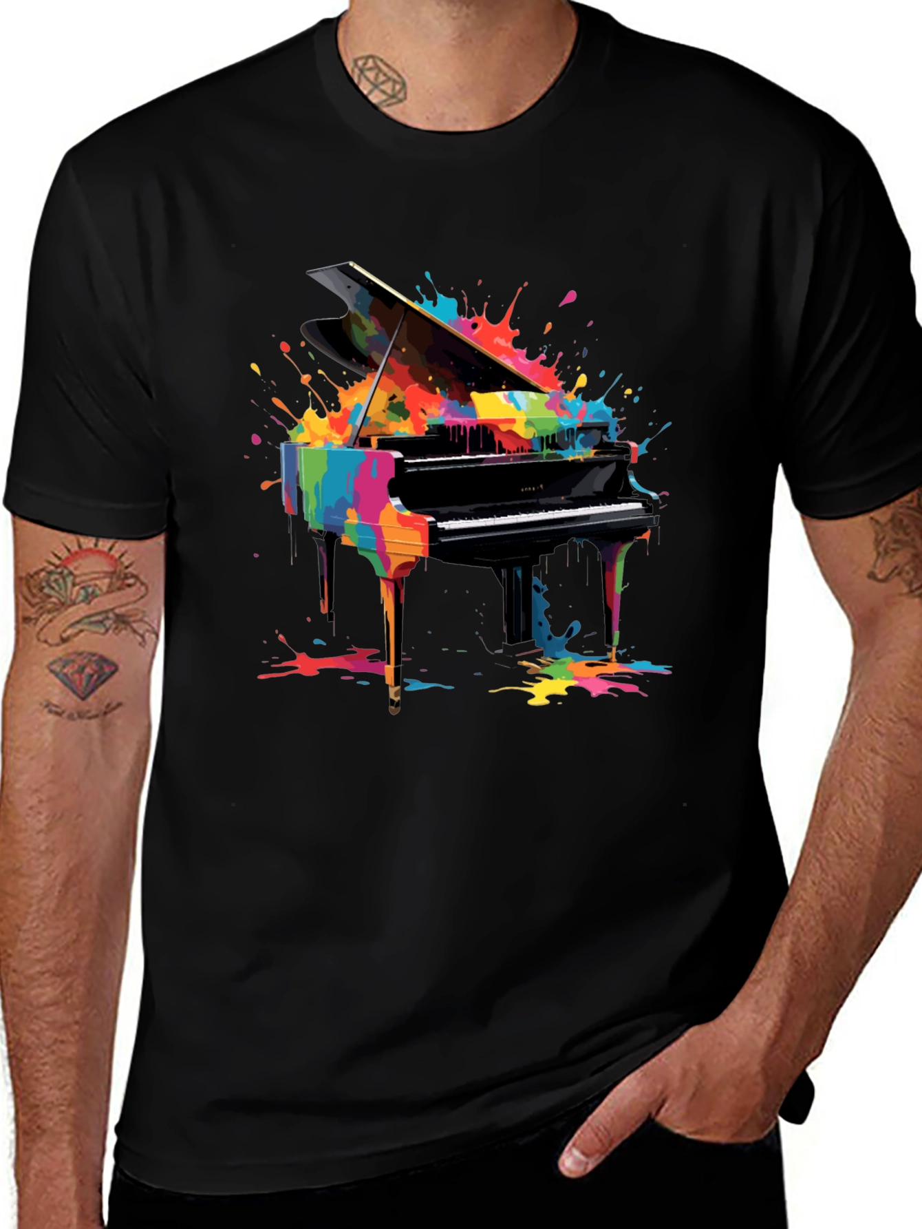 Variant 24 of Colorful Piano Splash Graphic T-Shirt