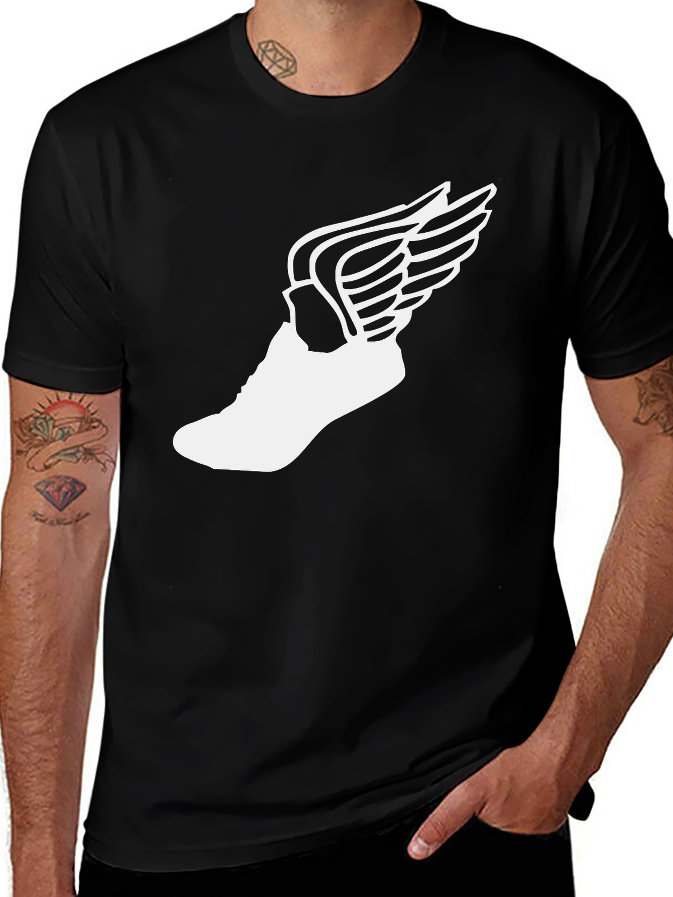 Variant 6 of Winged Shoe Graphic T-Shirt - Black Casual Tee