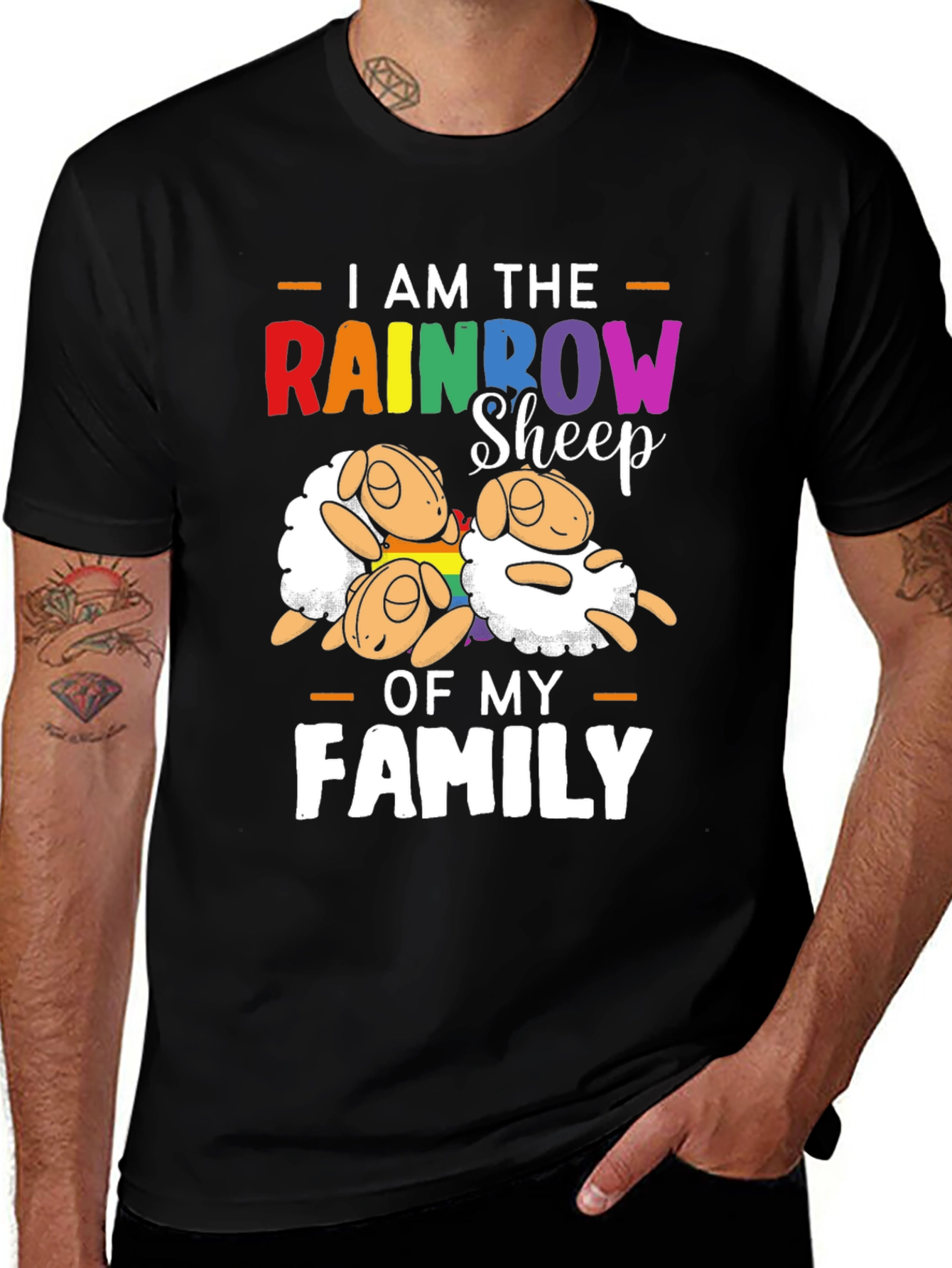 Variant 6 of Rainbow Sheep Family Pride T-Shirt