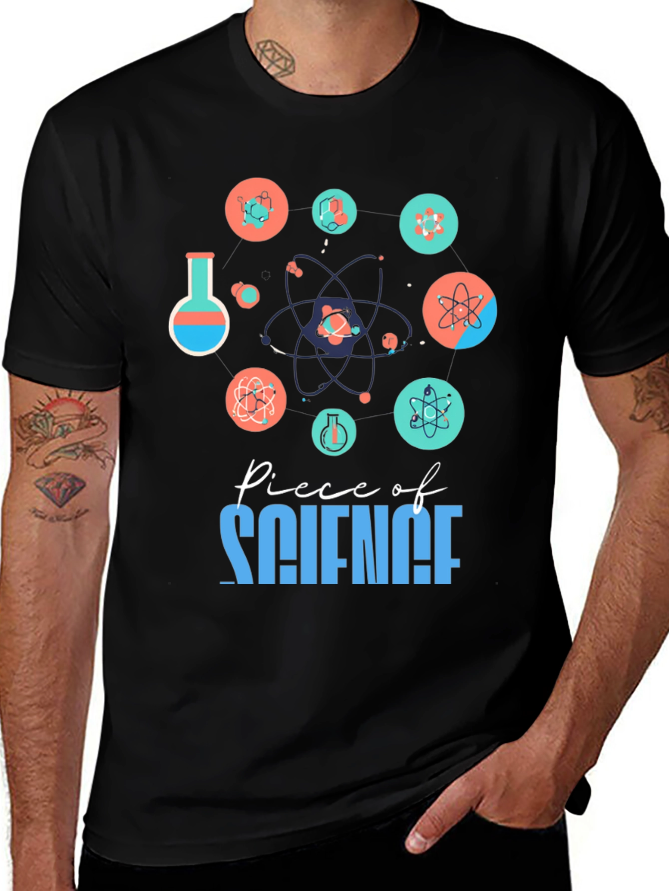 Variant 22 of Piece of Science T-Shirt - Atoms, Beakers, Chemistry Design