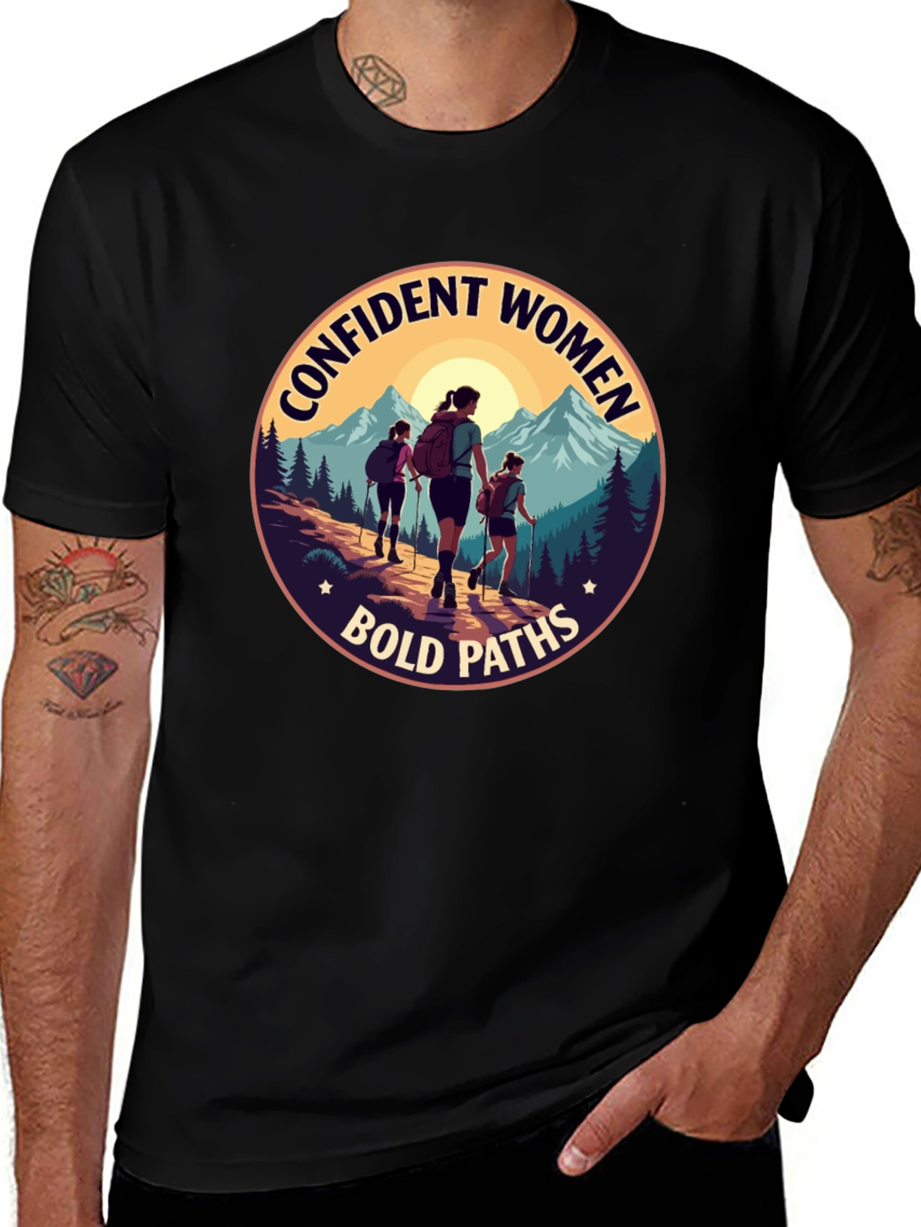 Black Confident Women Bold Paths Graphic T-Shirt main image