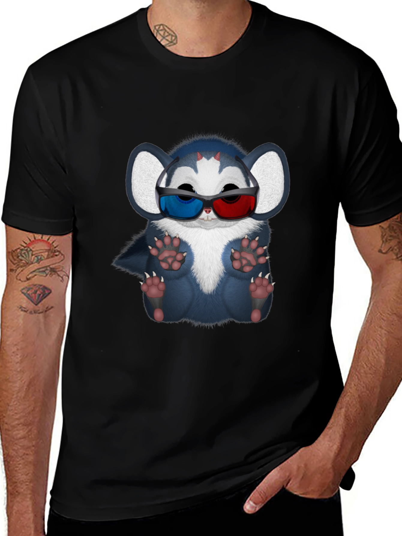 Variant 8 of Cool Cartoon Creature 3D Glasses Graphic Tee