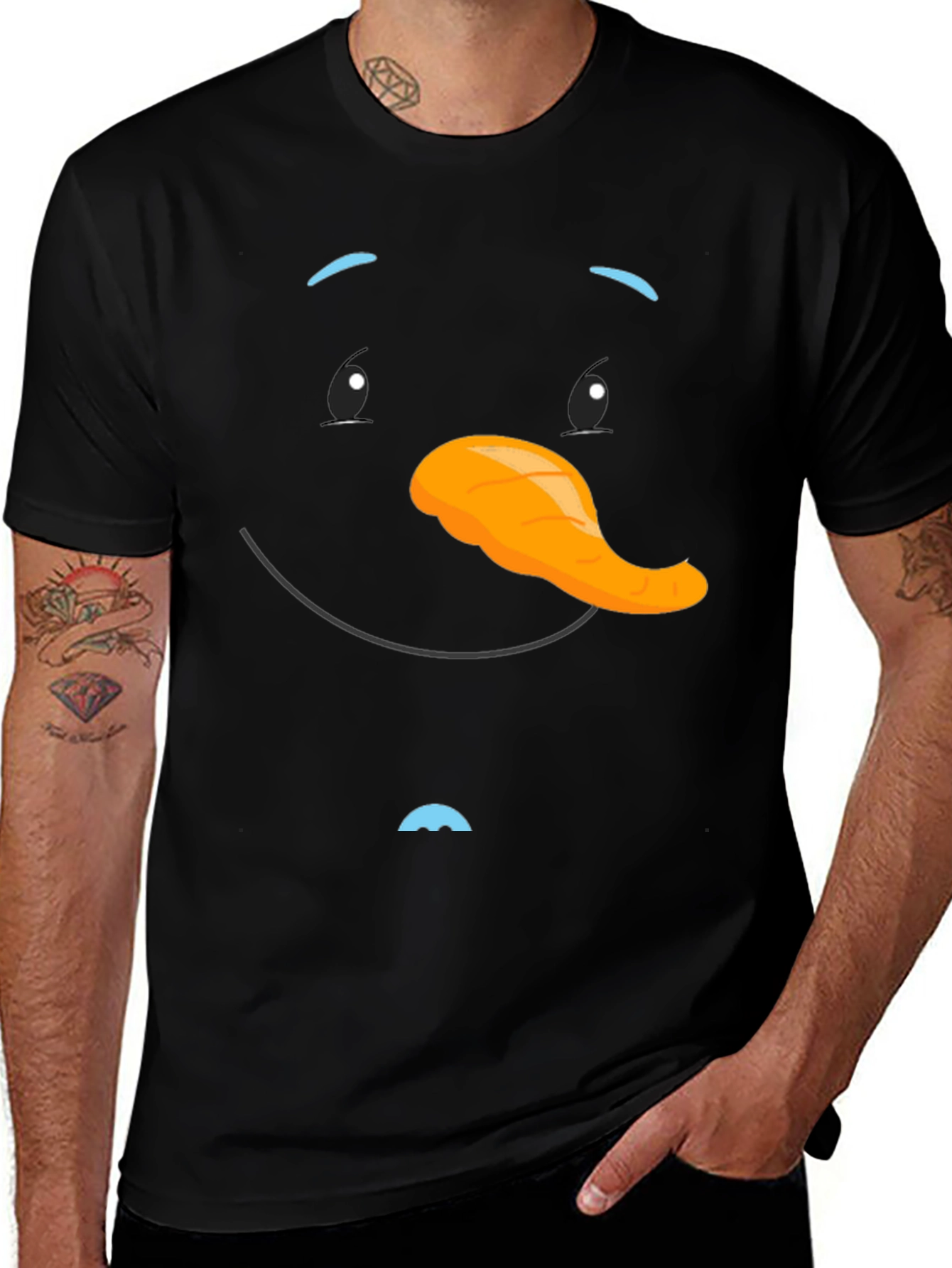 Variant 25 of Snowman Face Black T-Shirt