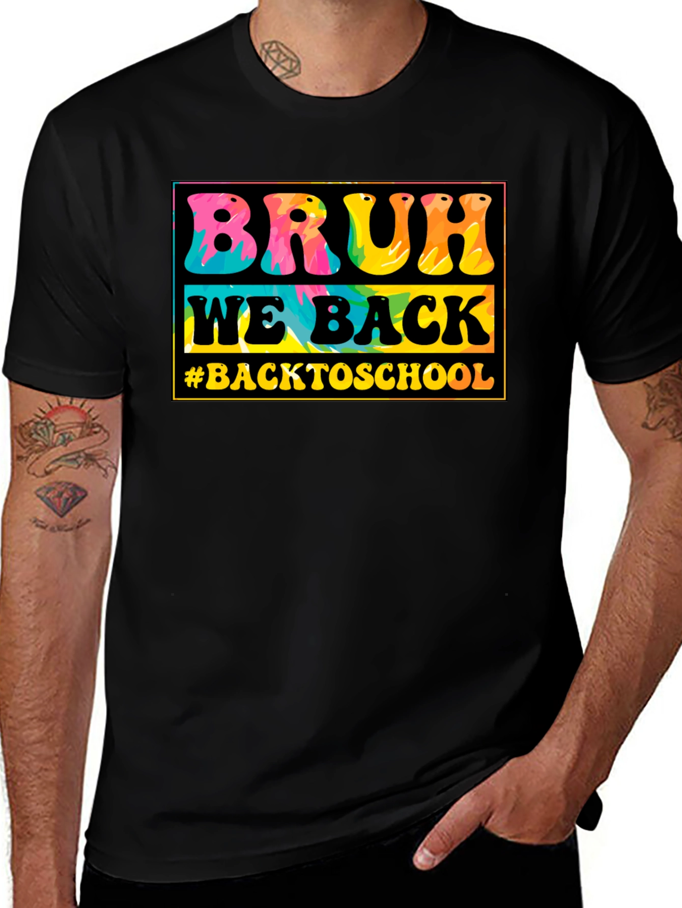 Black Bruh We Back to School Tie-Dye T-Shirt main image