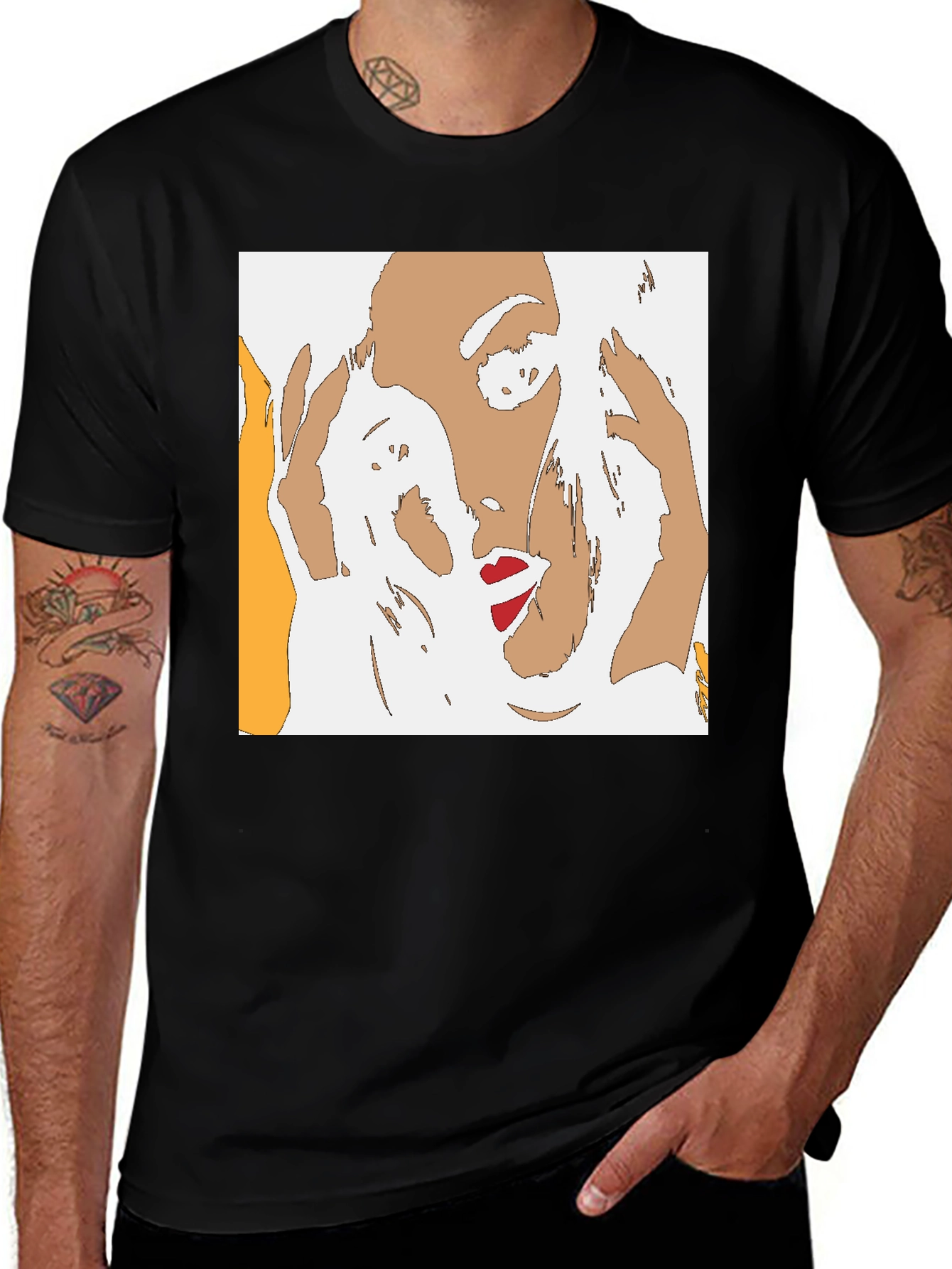 Abstract Graphic Print T-Shirt - Unisex Black Tee