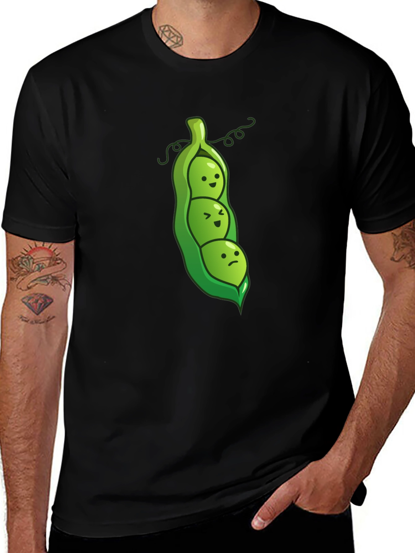 Variant 16 of Three Peas in a Pod Graphic Tee - Black