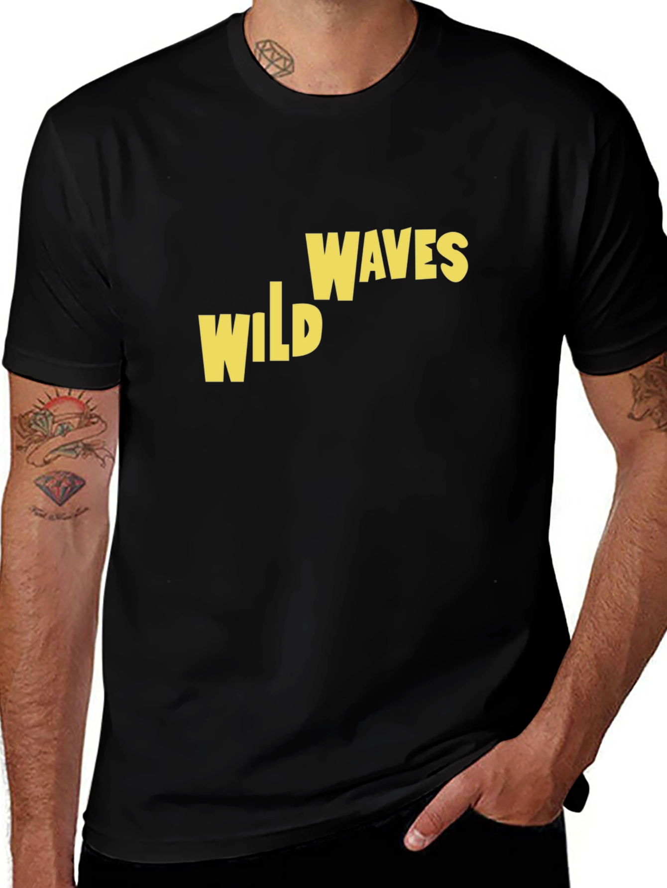 Black Wild Waves Graphic Tee - Retro Summer Vibes main image