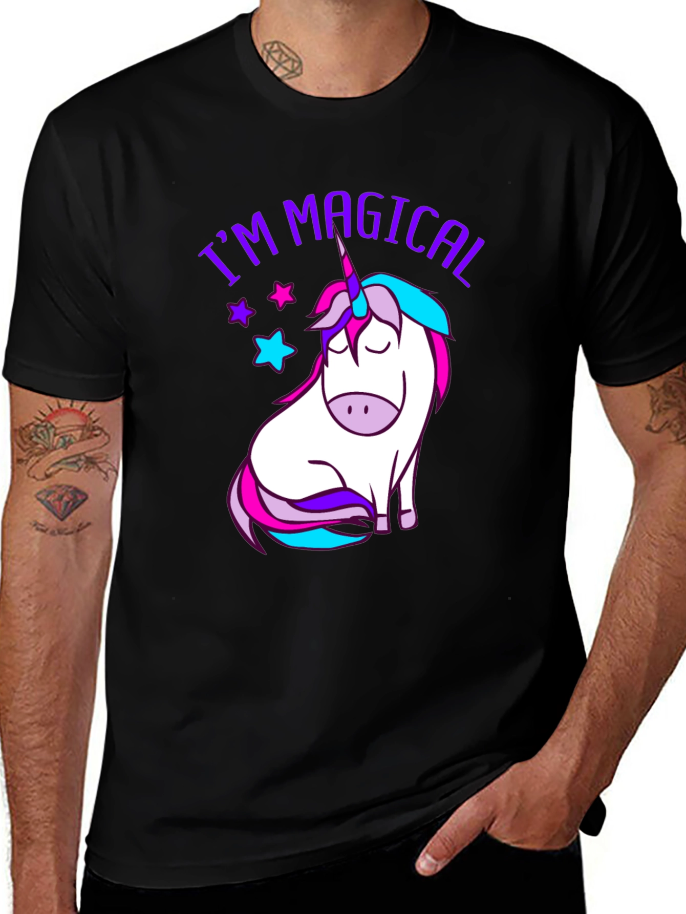 Variant 13 of Magical Unicorn Graphic Tee - Black