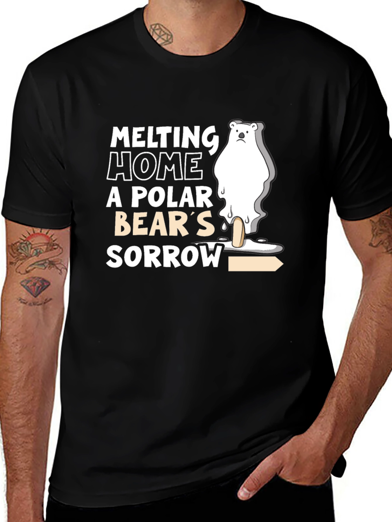 Variant 15 of Melting Home Polar Bear's Sorrow Graphic Tee