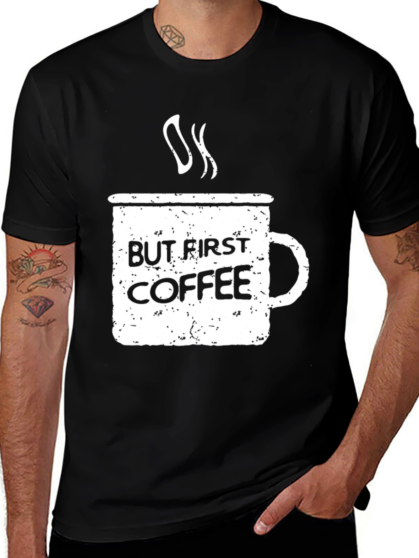Variant 4 of But First Coffee Graphic Tee - Trendy Relaxed Fit