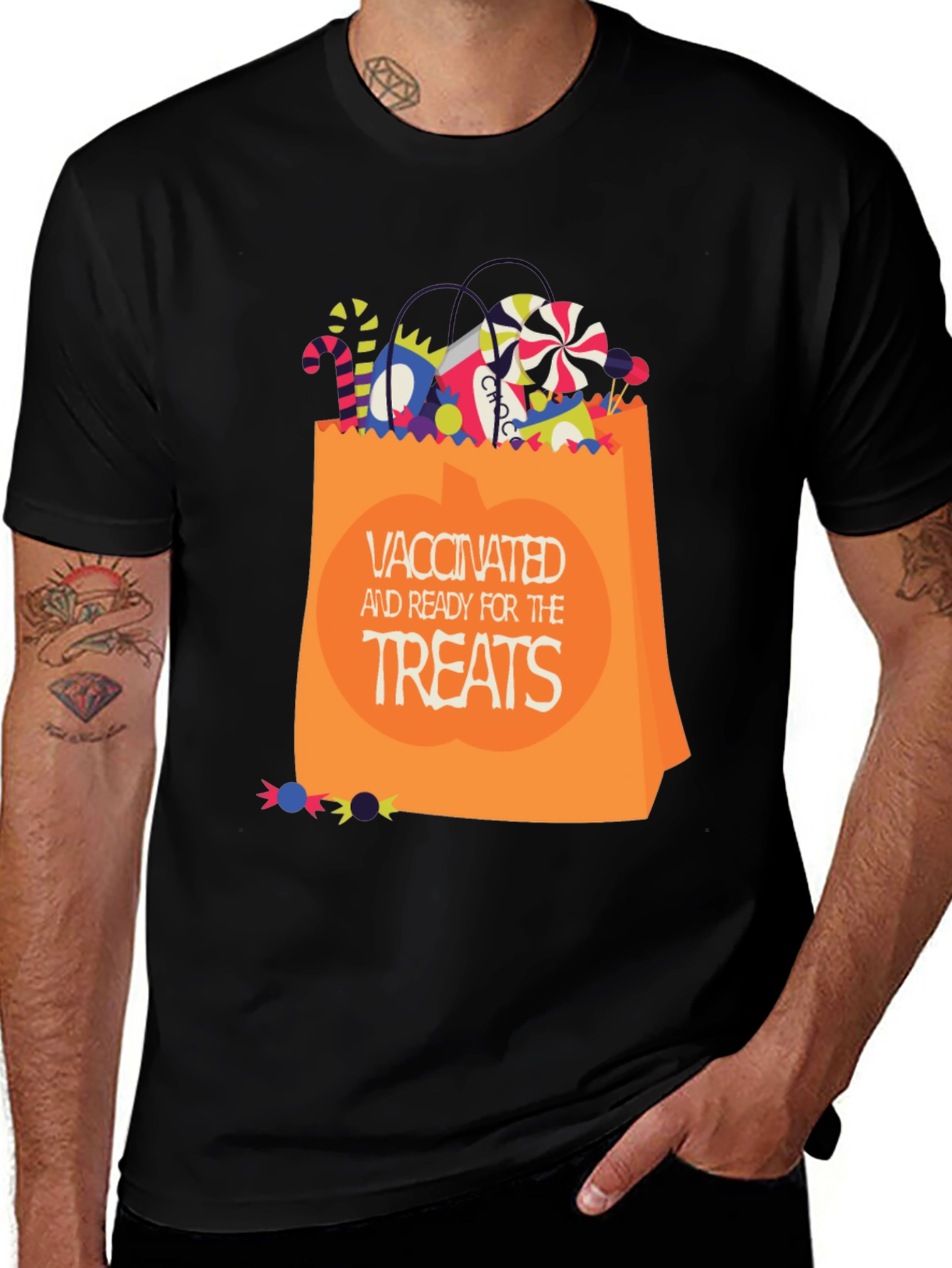 Variant 23 of Vaccinated Ready for Treats Halloween T-Shirt