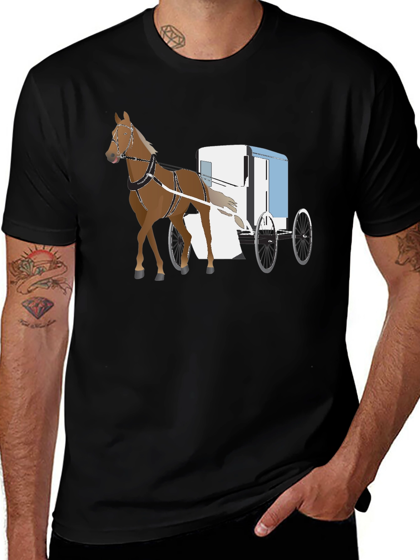 Variant 23 of Horse & Buggy Graphic Tee - Classic Style