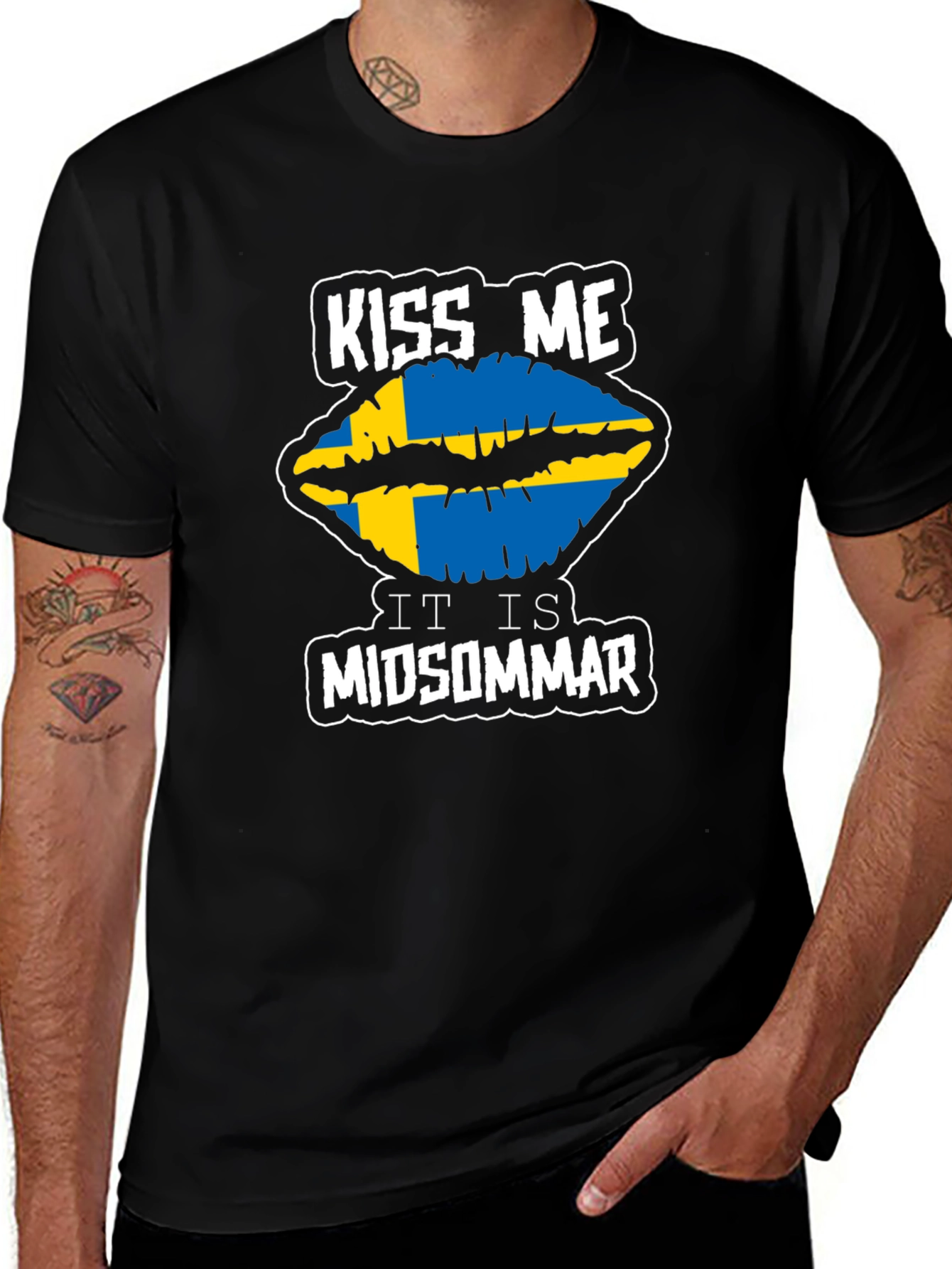 Kiss Me It Is Midsommar Sweden Lips Graphic T-Shirt