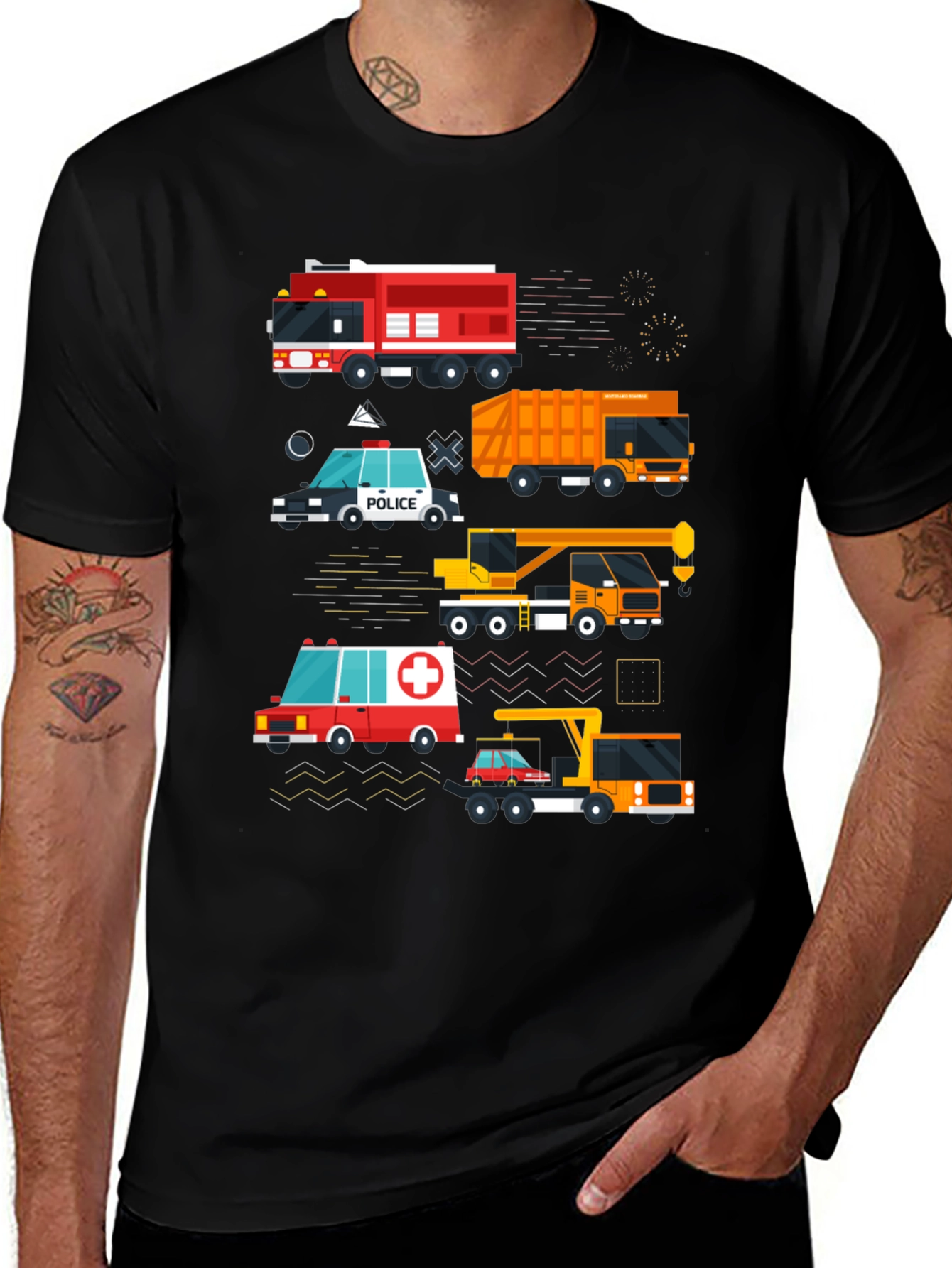 Variant 12 of Cartoon Vehicle Graphic Tee - Black