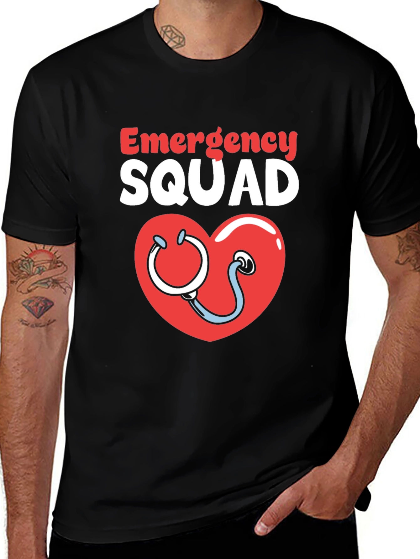 Emergency Squad Heart Stethoscope Tee