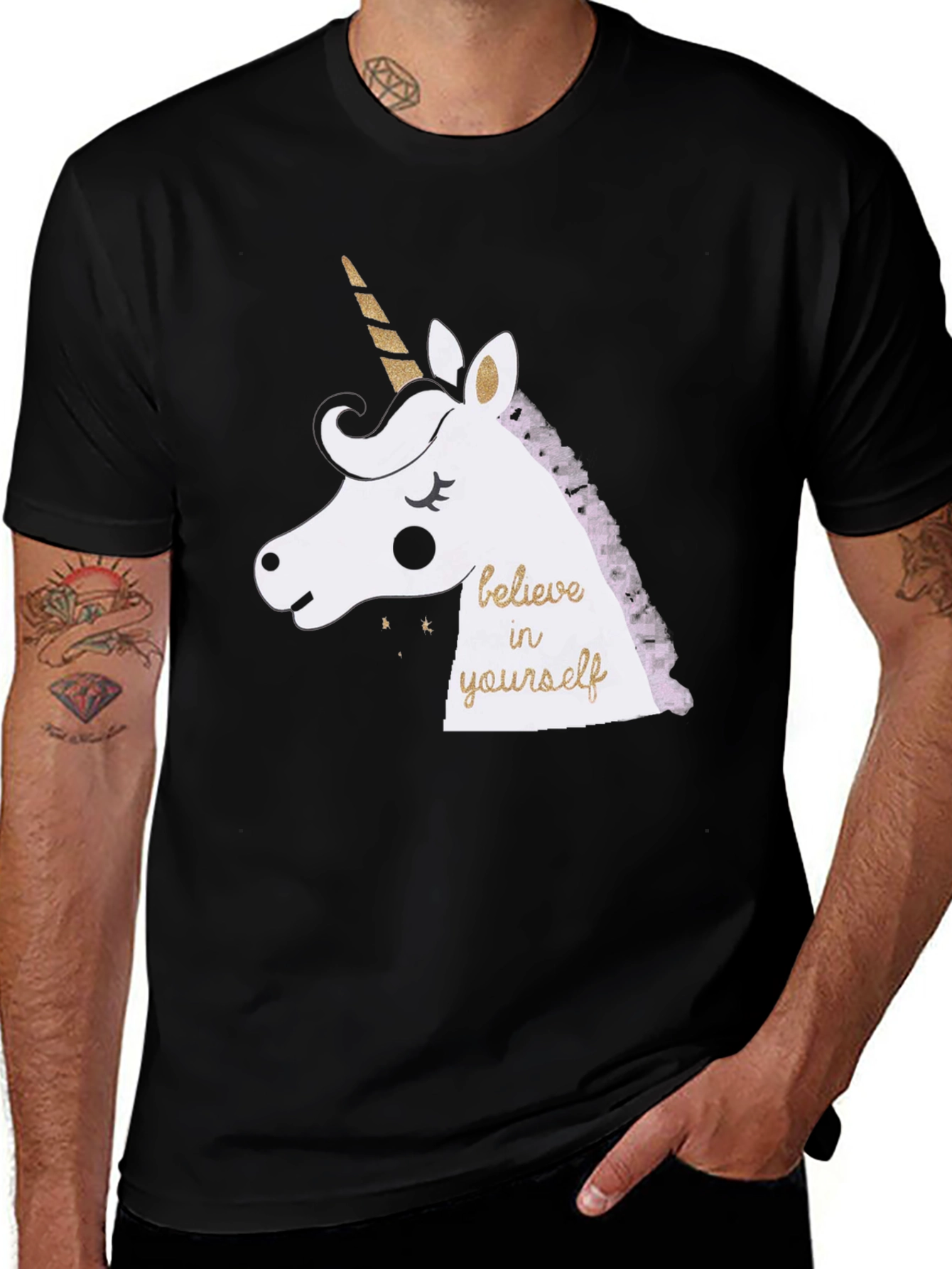 Variant 12 of Unicorn Believe Yourself Black T-Shirt