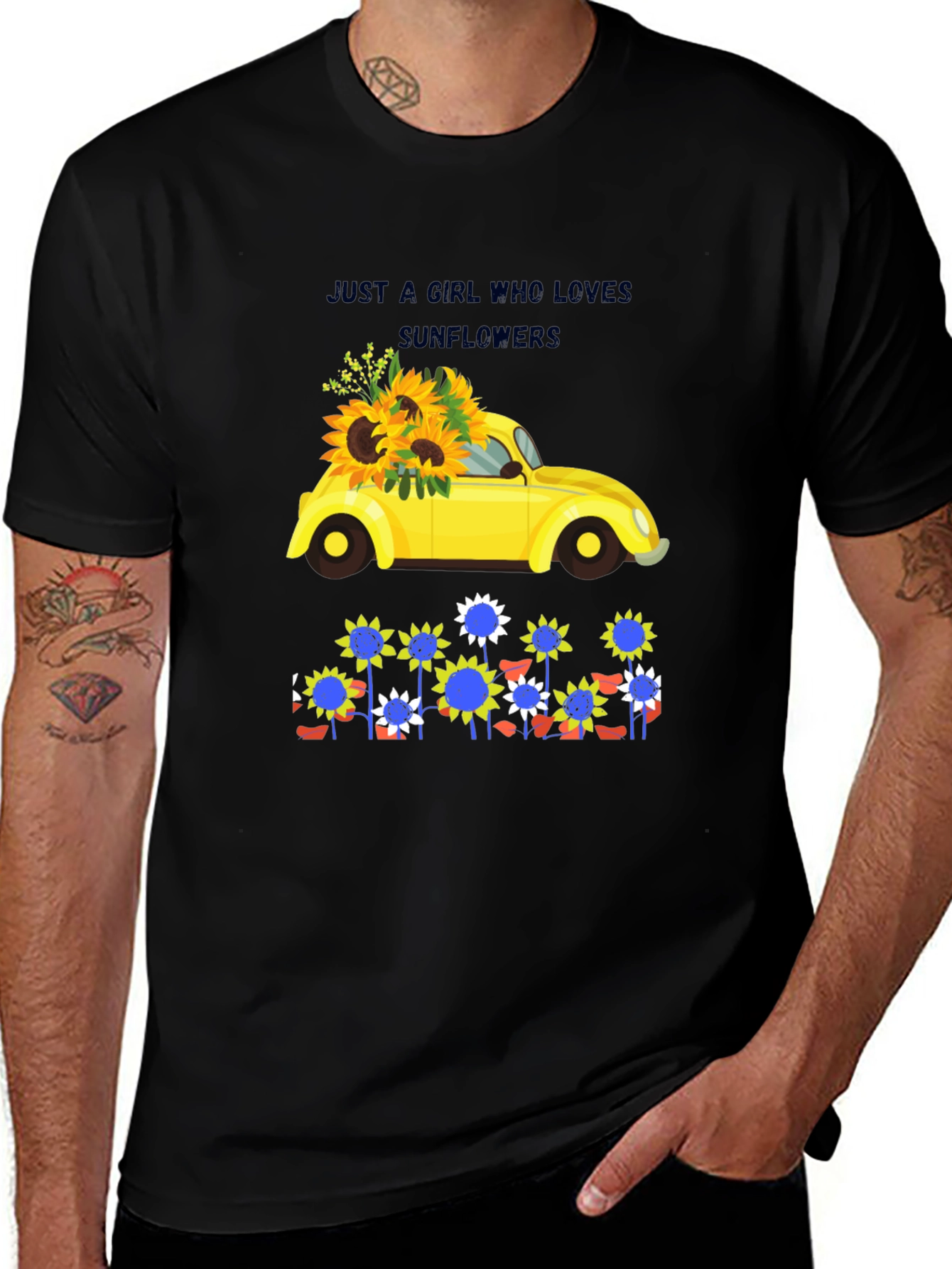 Sunflower Lover T-Shirt, Cute Car Graphic Tee