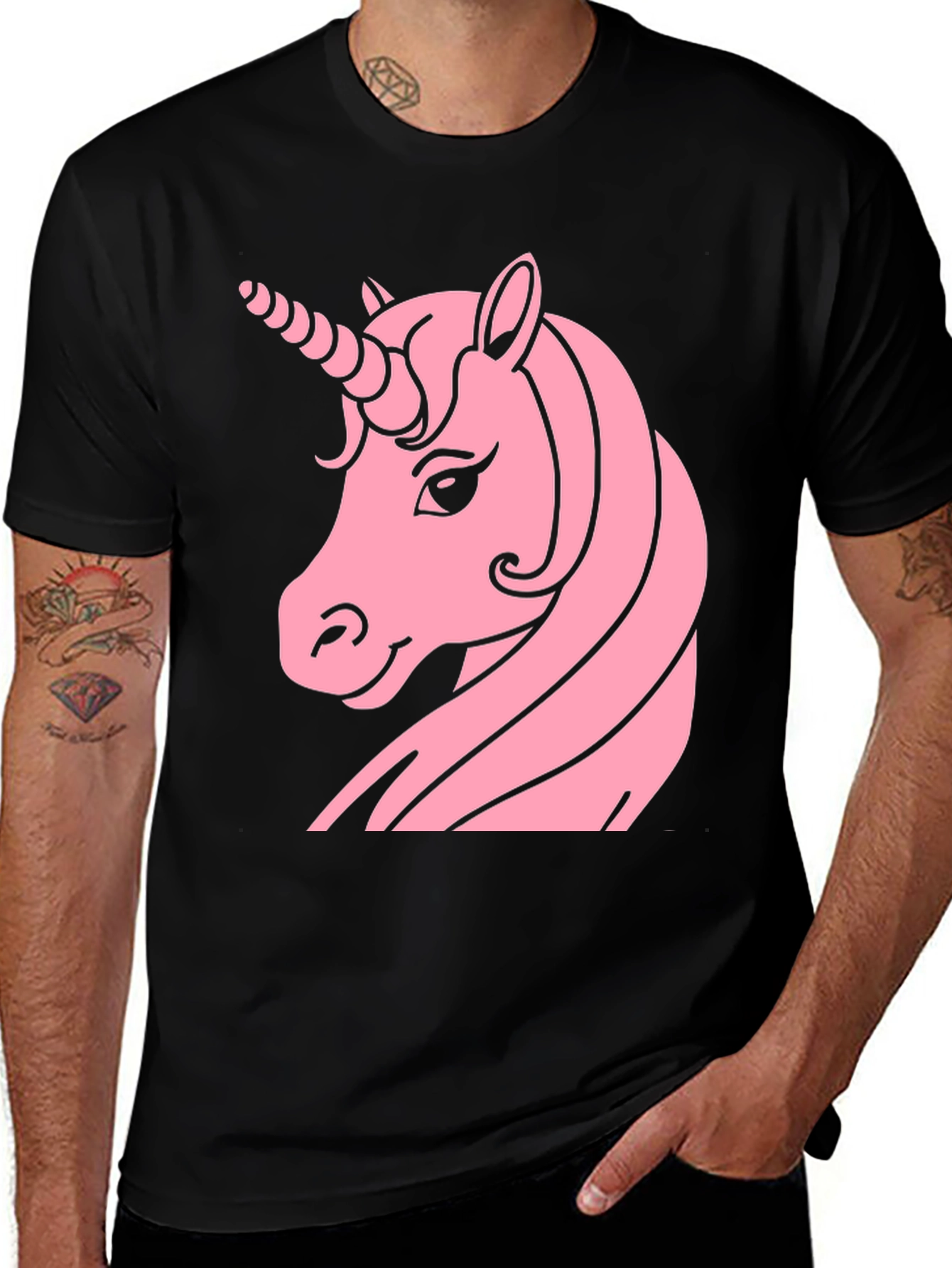 Variant 19 of Unicorn Graphic Tee - Black Cotton Blend