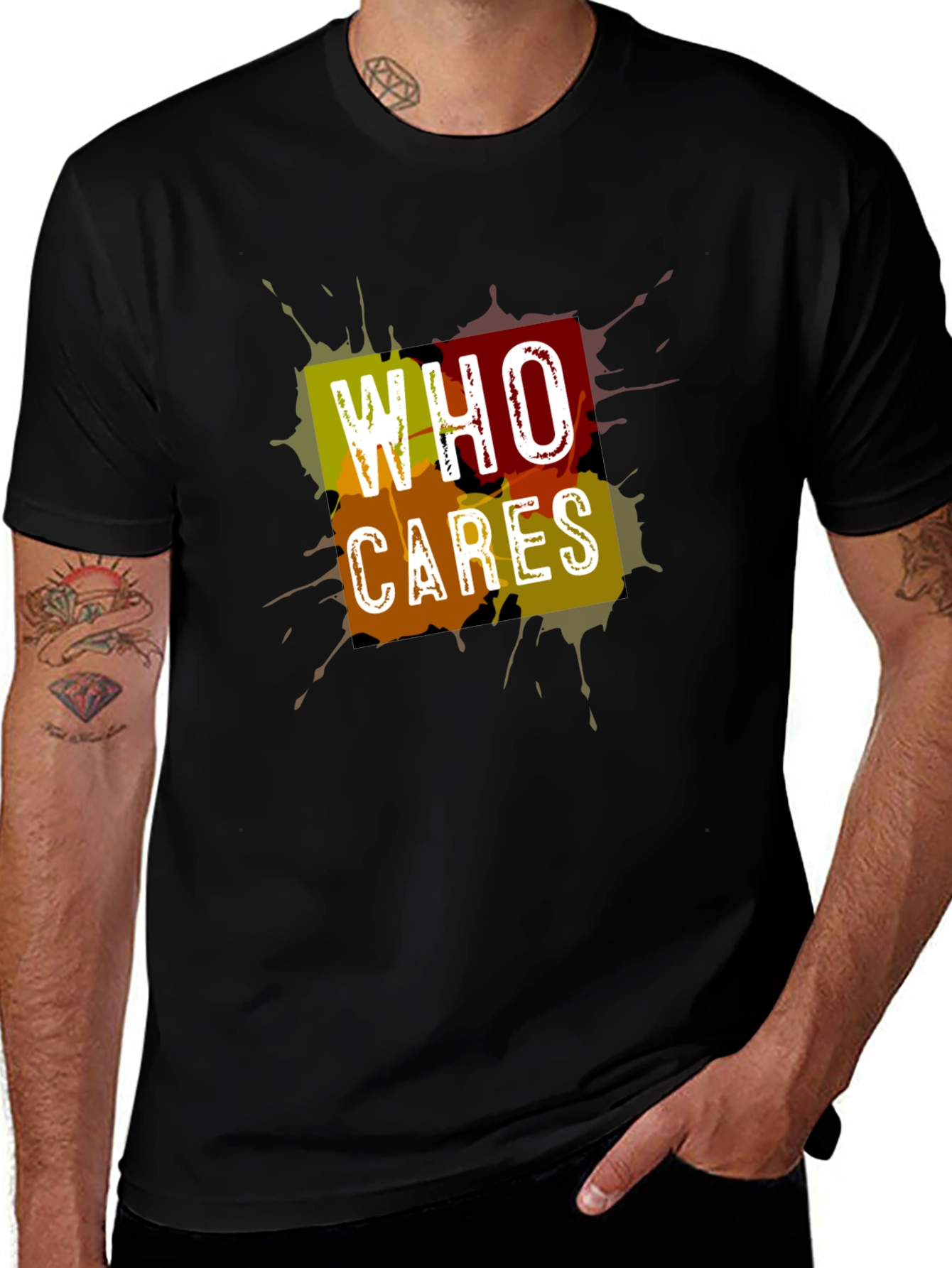 Variant 12 of Who Cares T-Shirt - Black Graphic Tee