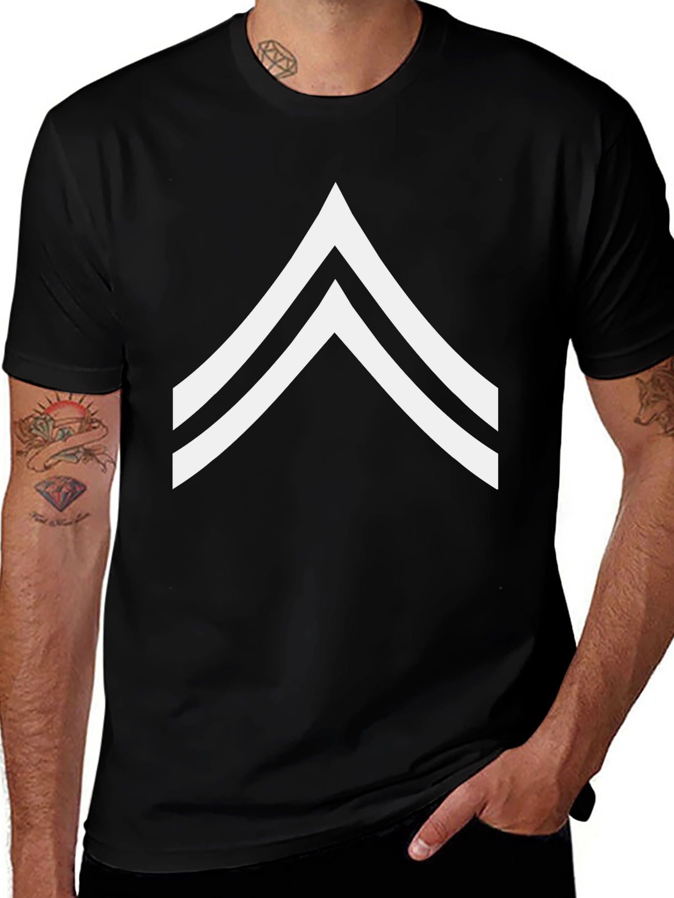 Variant 2 of Sergeant Stripes Graphic Tee - Black