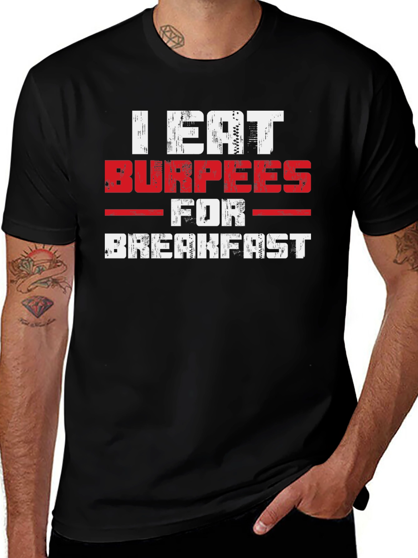 Variant 21 of I Eat Burpees for Breakfast Black T-Shirt