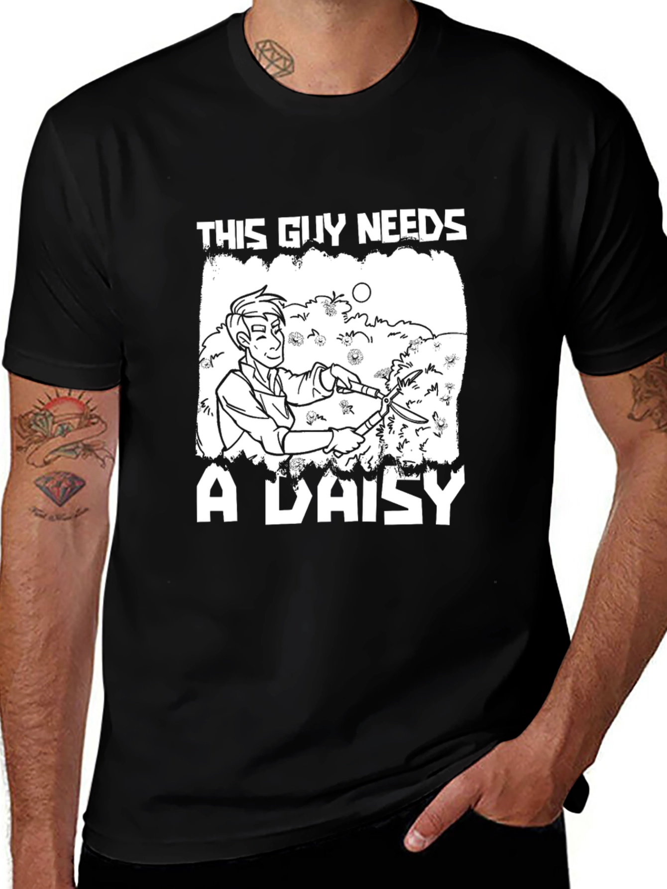 Variant 26 of This Guy Needs a Daisy T-Shirt - Gardener Humor Tee