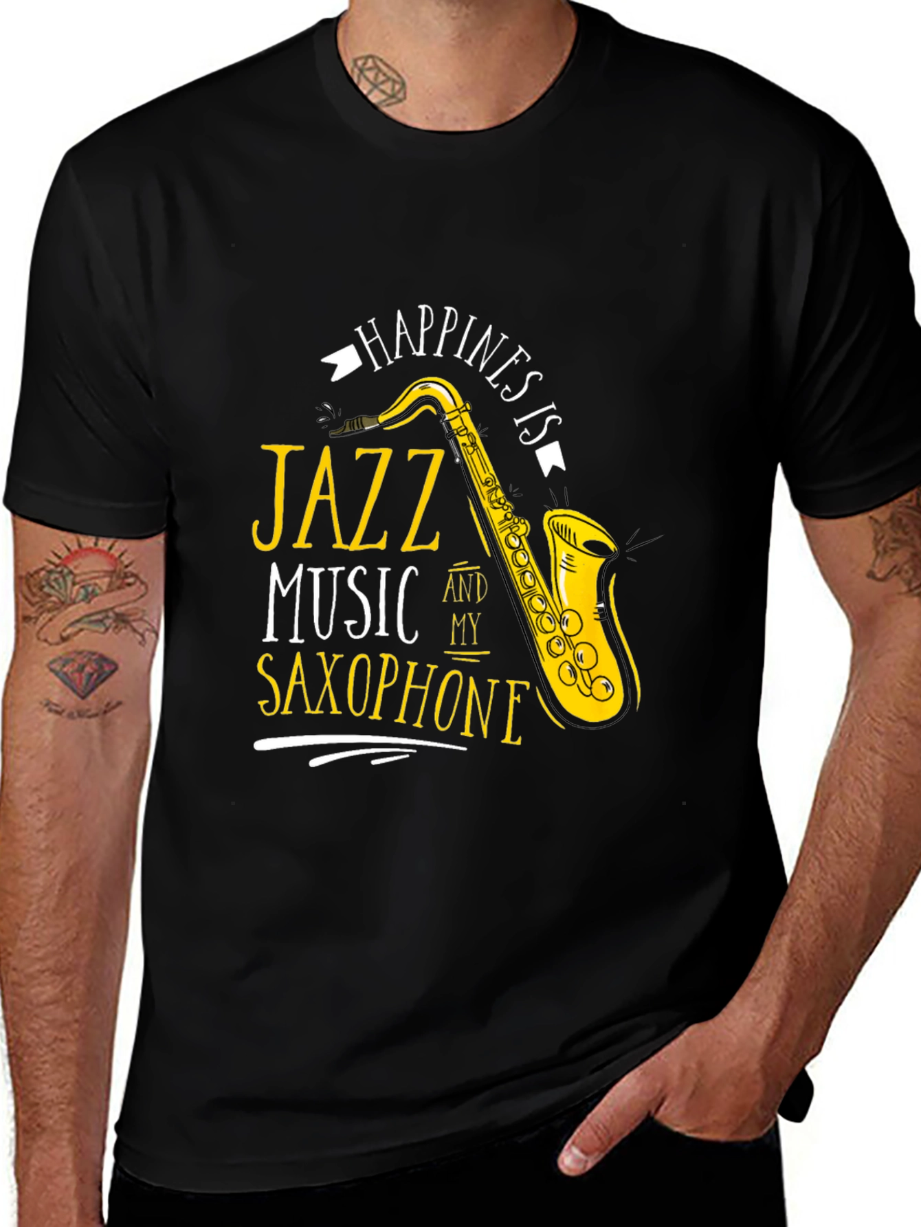 Variant 15 of Jazz Music Saxophone T-Shirt - Happiness is Tee