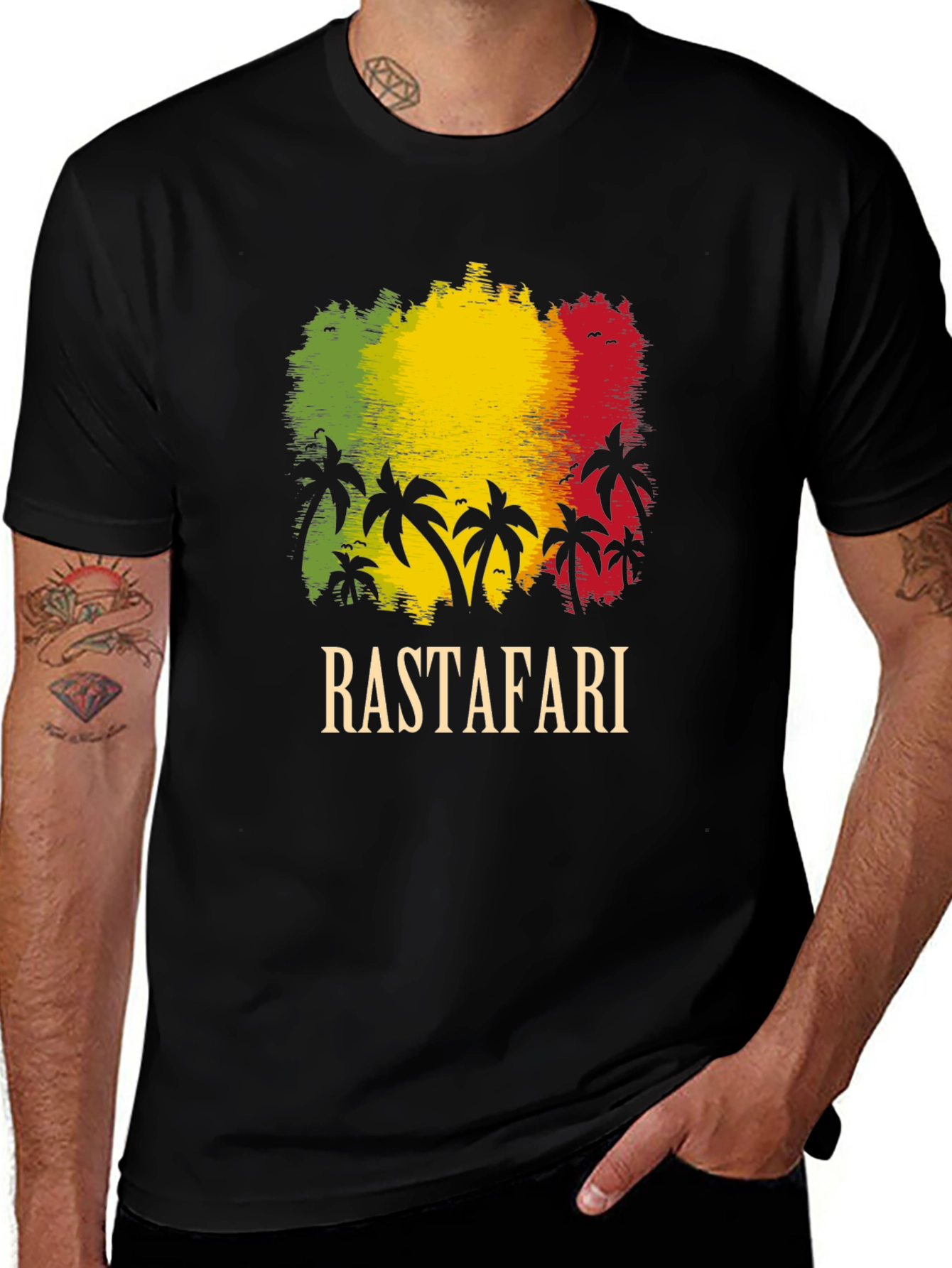 Rastafari Palm Tree Graphic T-Shirt