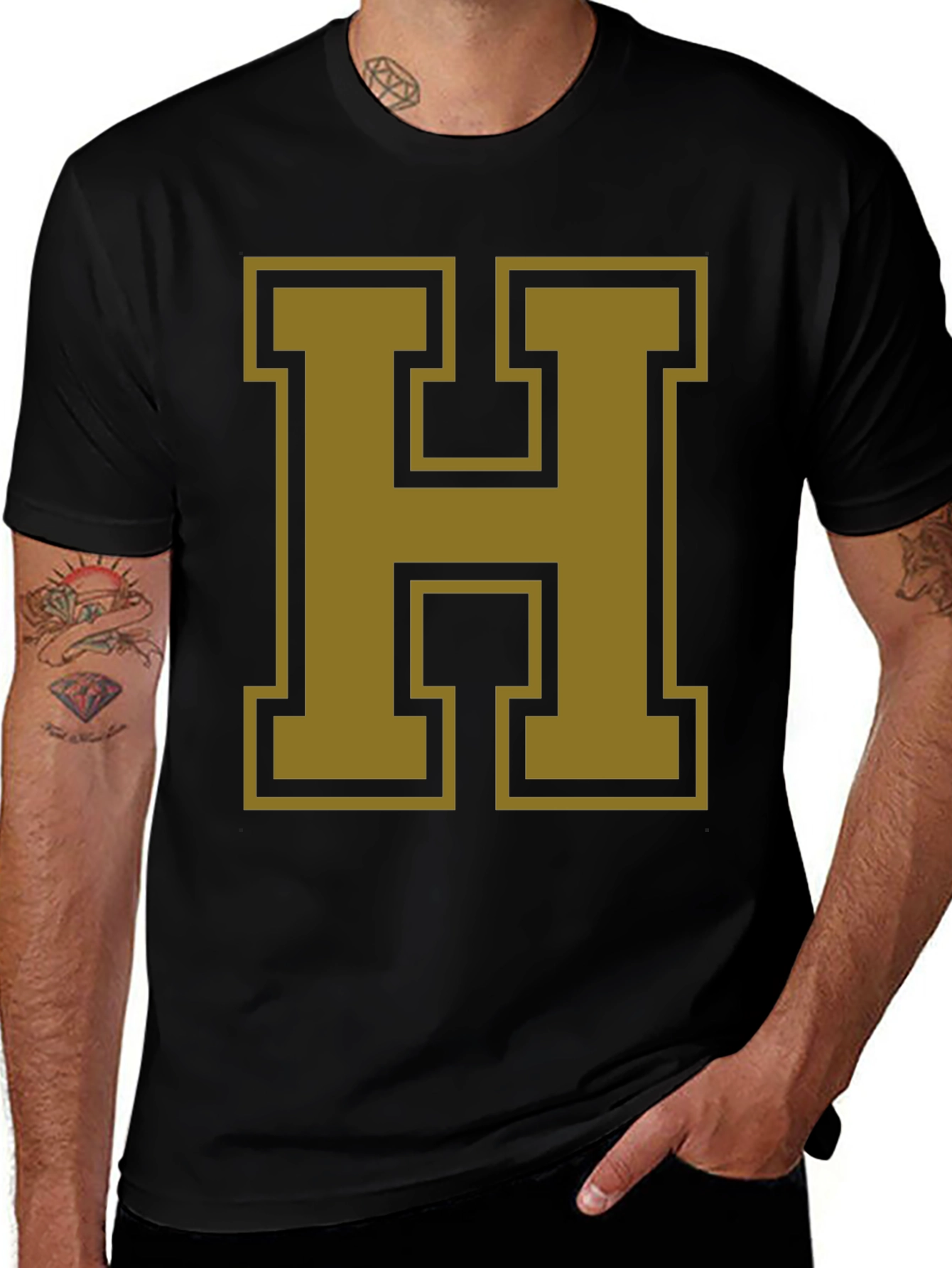 Letter H Graphic T-Shirt - Bold Collegiate Style
