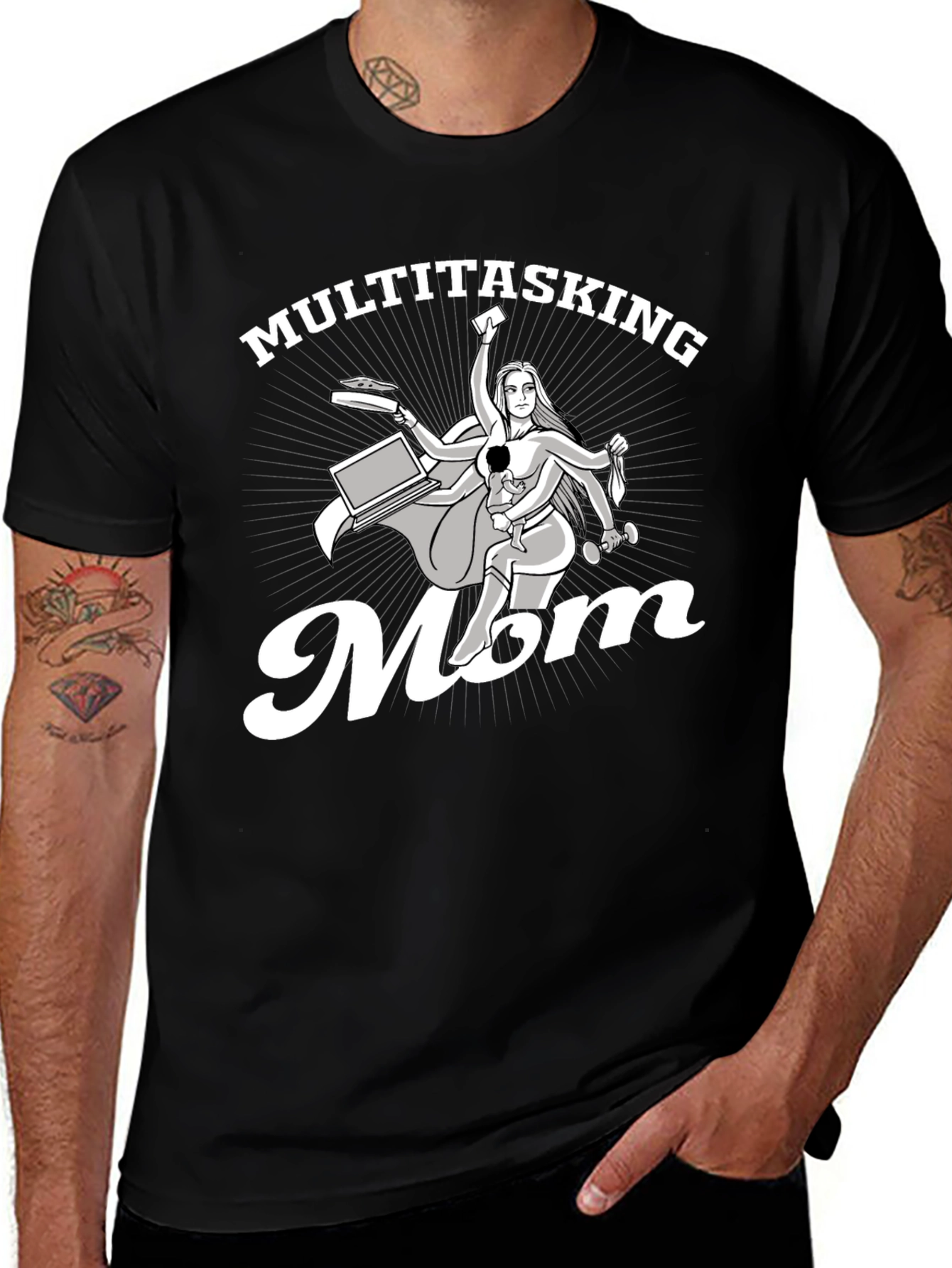 Variant 20 of Multitasking Mom T-Shirt - Supermom Tee