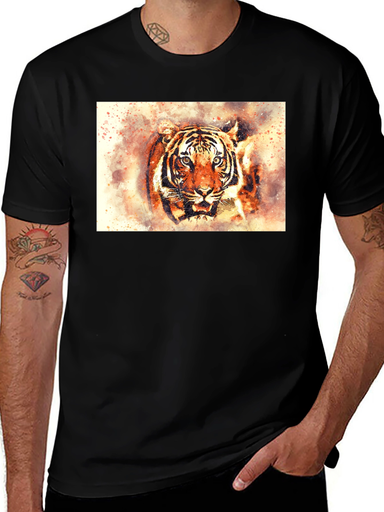 Variant 28 of Tiger Watercolor Graphic Tee