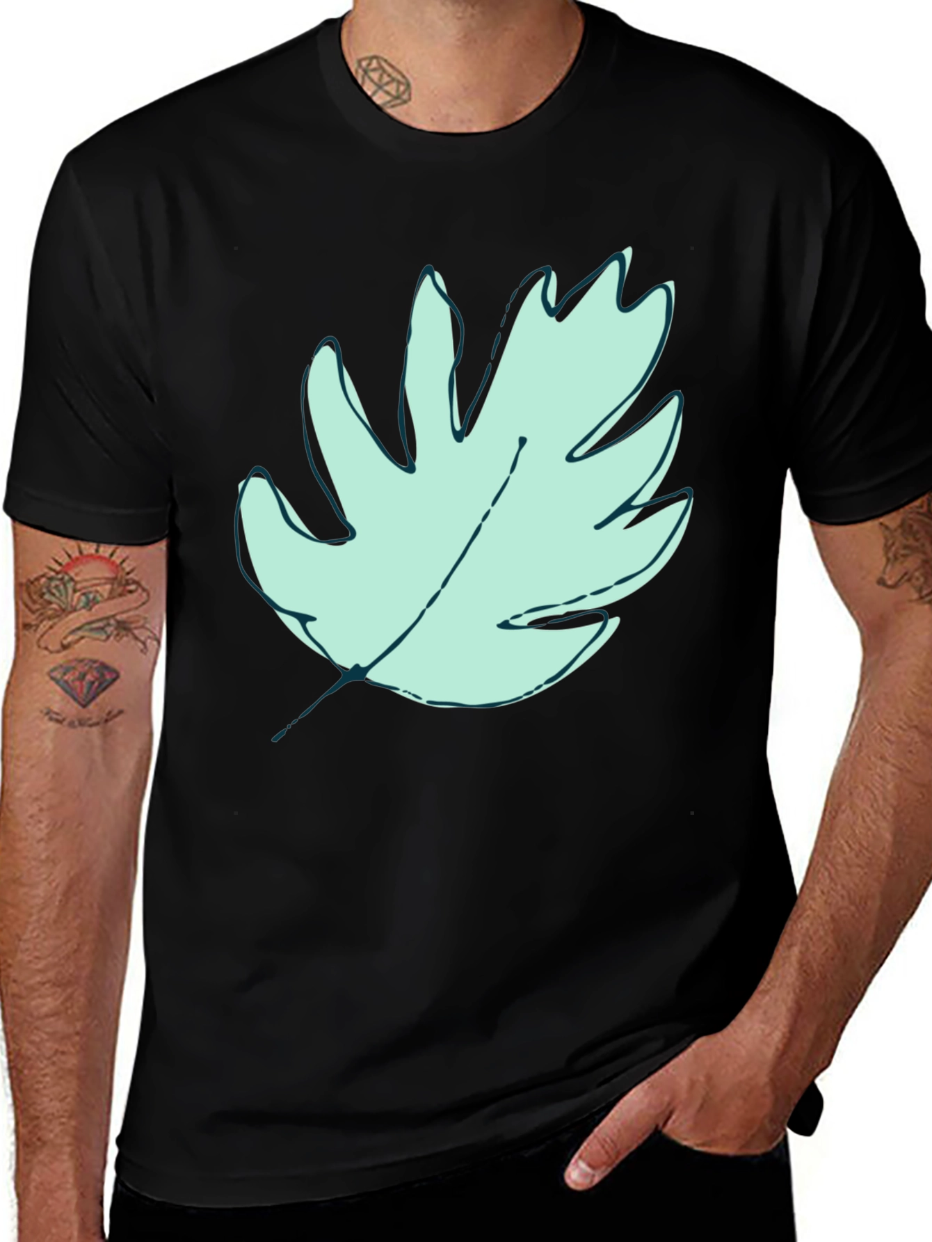 Leaf Graphic Black T-Shirt - Stylish Casual Wear