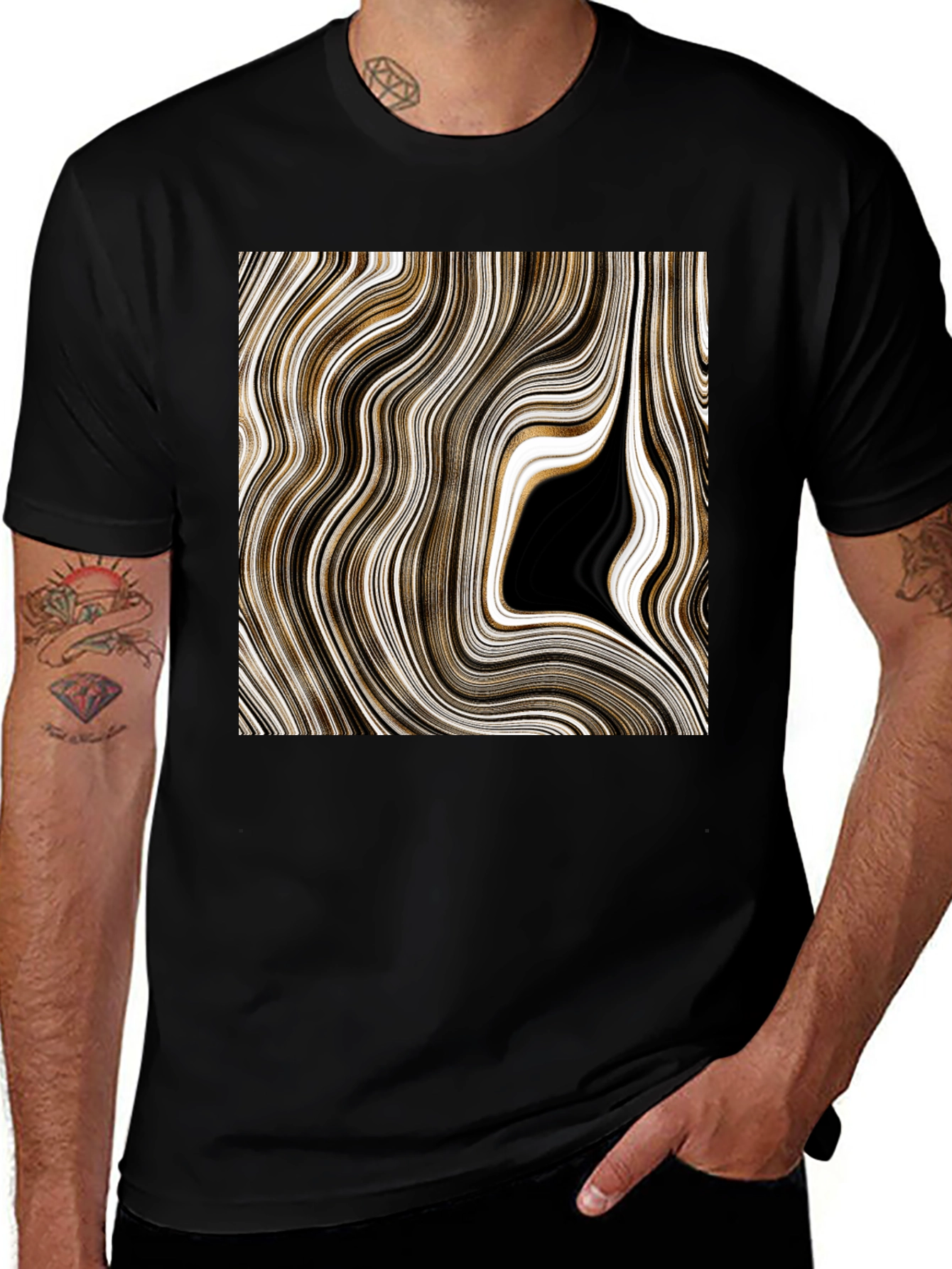 Variant 19 of Abstract Swirl Graphic Black T-Shirt