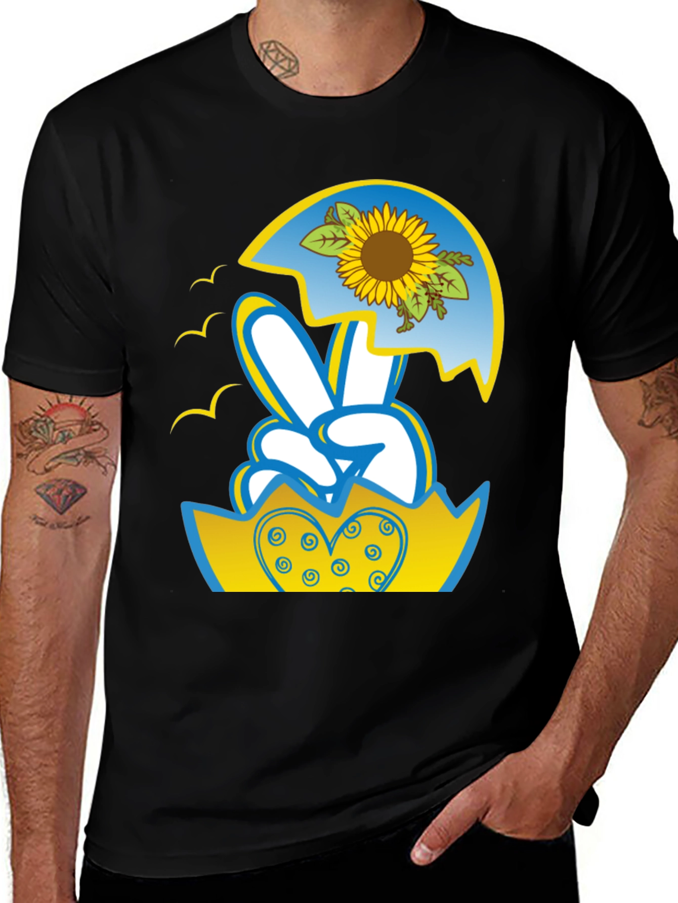 Ukraine Peace Sign Sunflower T-Shirt